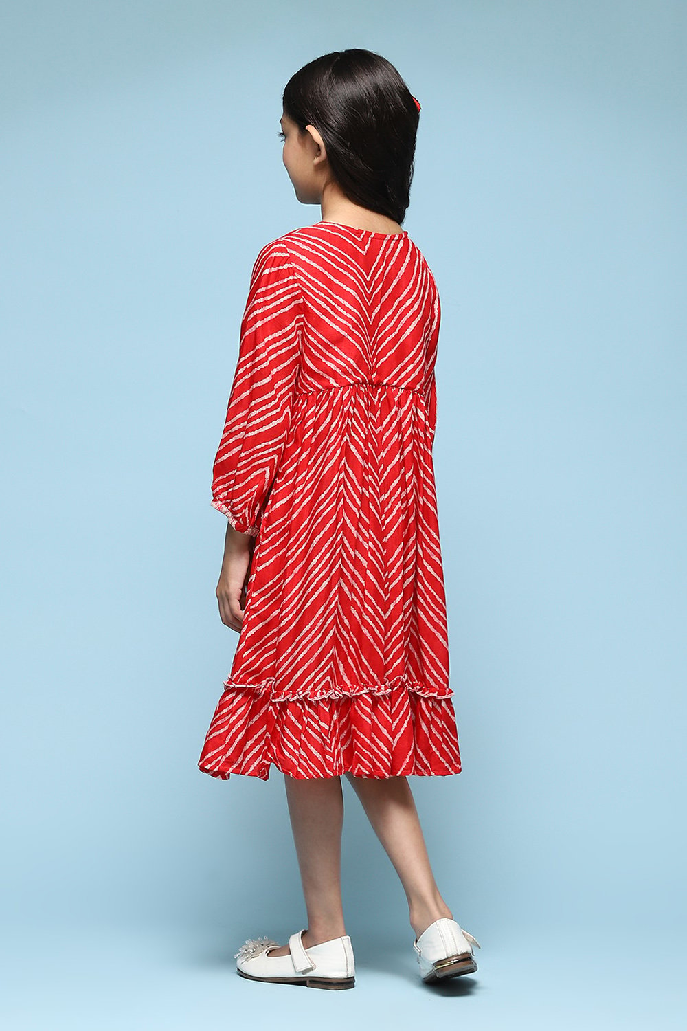 Red Polyester Tiered Dress image number 4