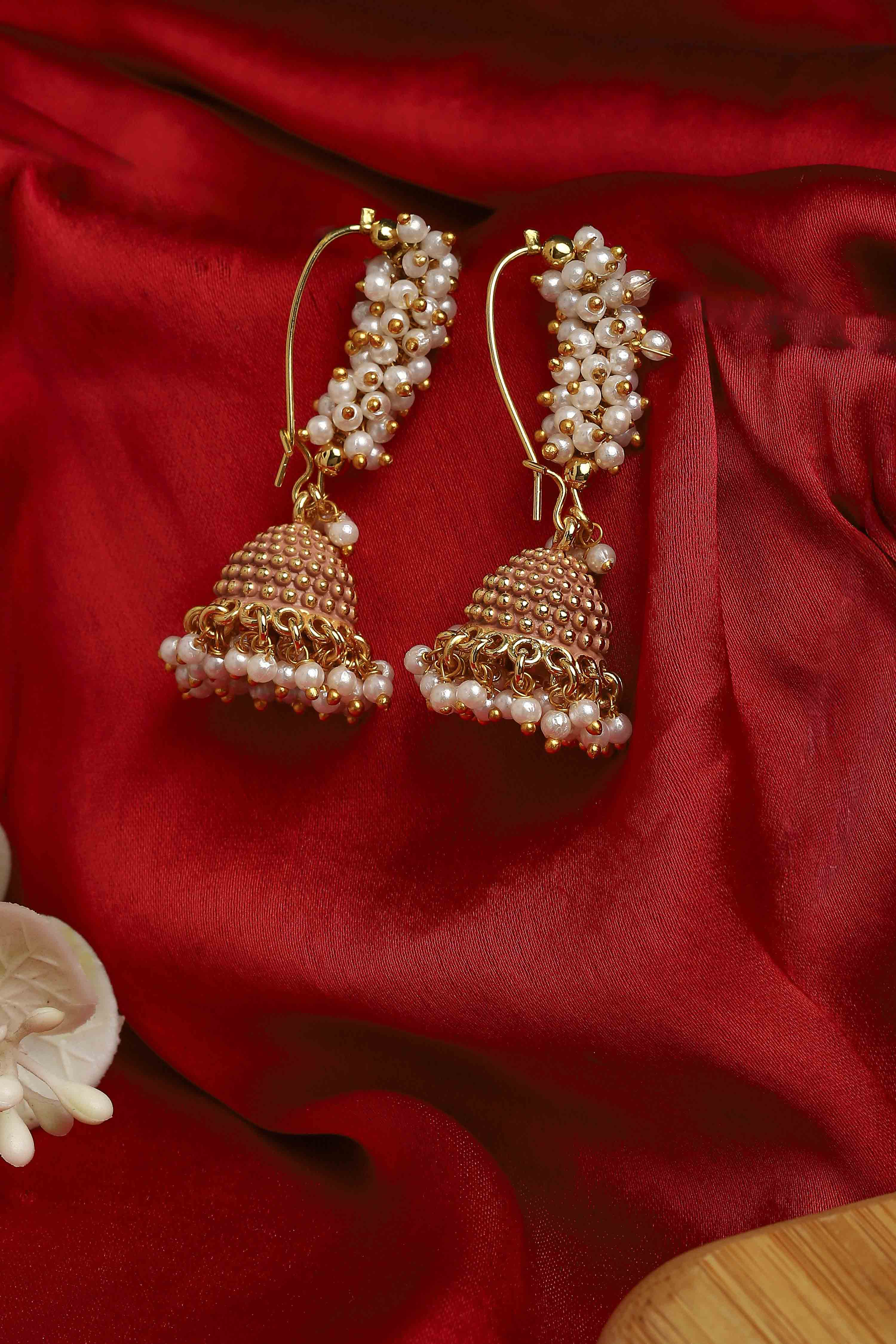 Peach Brass Jhumka image number 0