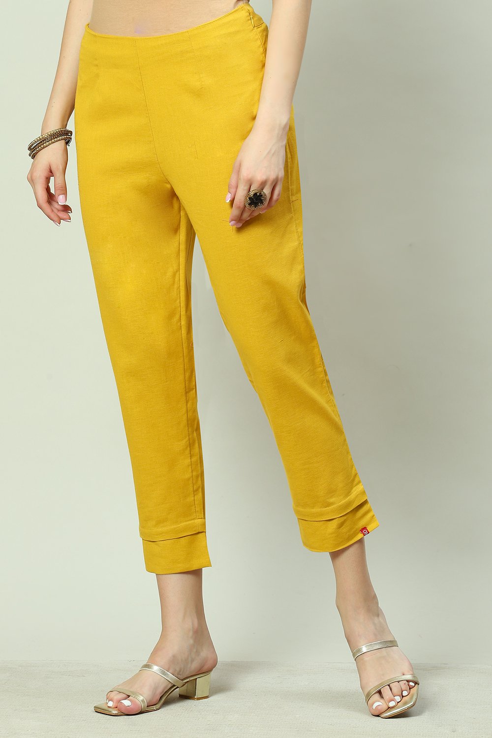 Buy Ochre Cotton Flax Slim Pants (Pants) for INR599.00