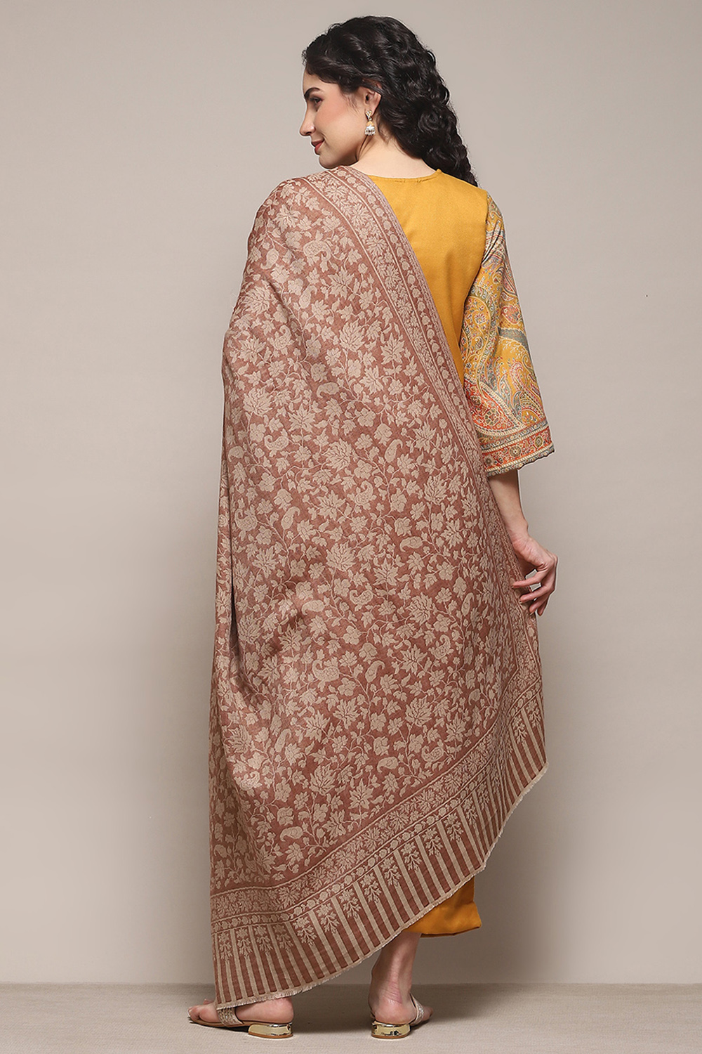 Beige Cotton Blend Yarndyed Dupatta image number 2