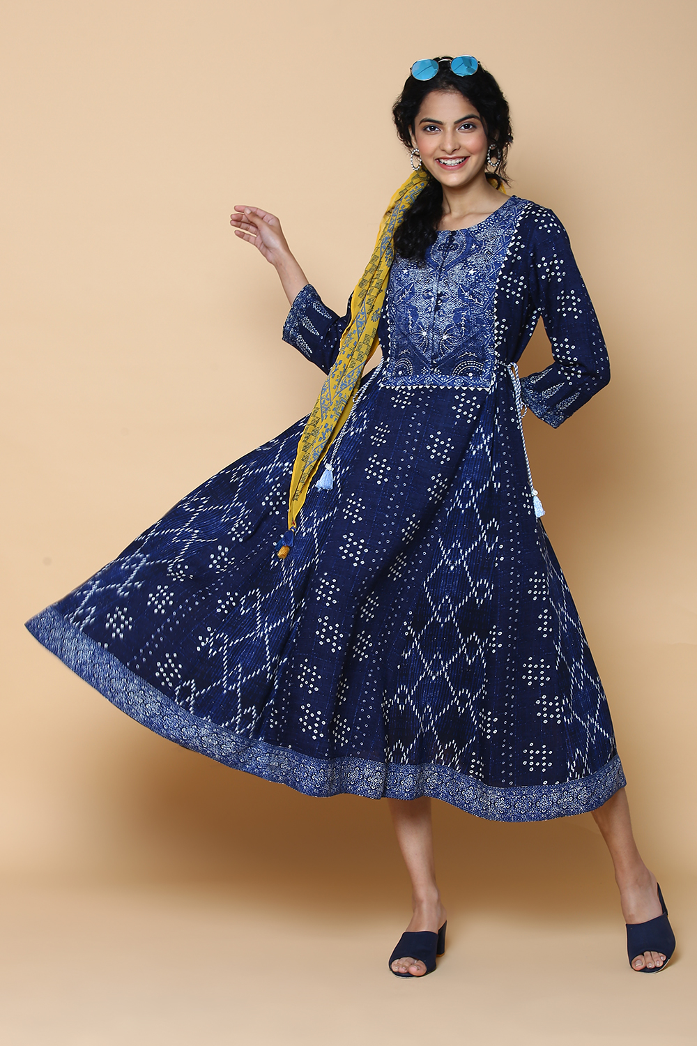 Indigo Rayon Printed Dress image number 2