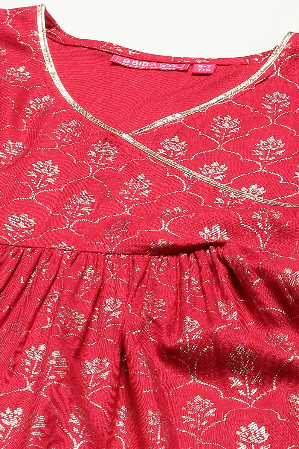 Berry Pink Rayon Flared Printed Kurta image number 1