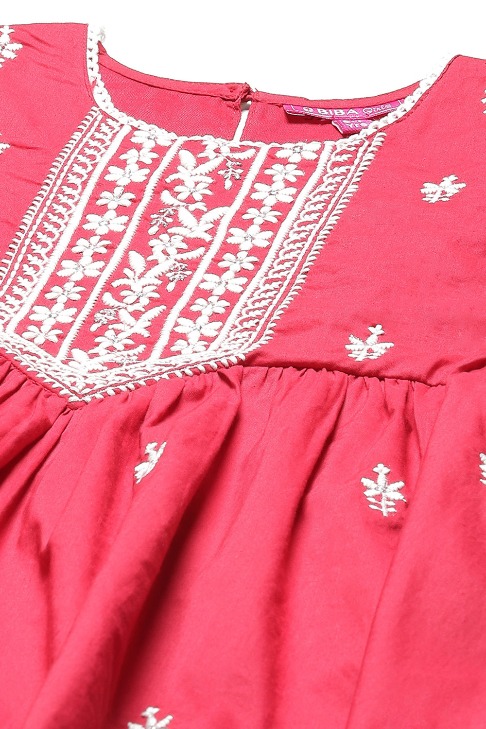 Red Cotton Gathered Kurta Sharara 2 Piece Set image number 1