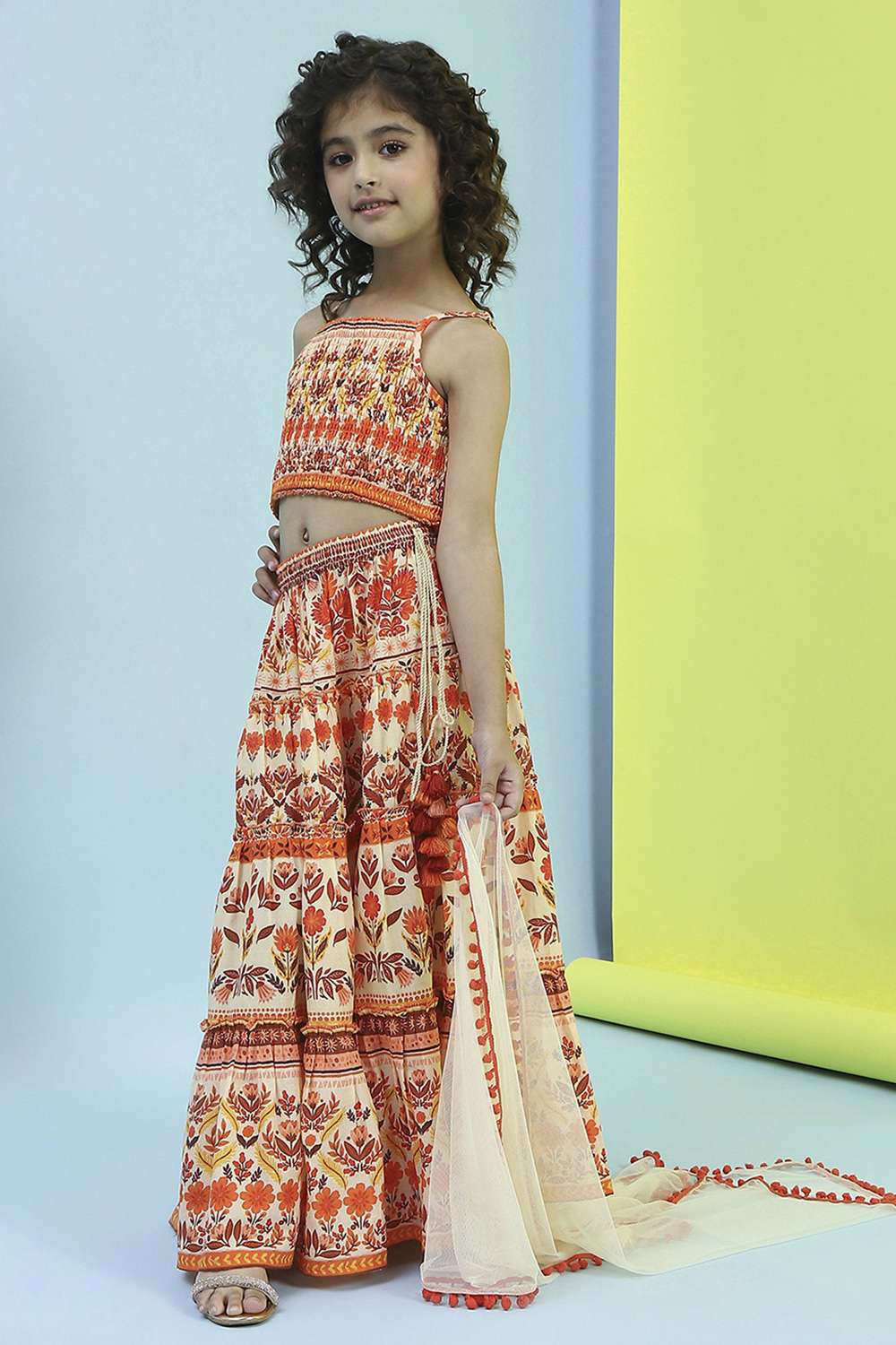 Multicolor Cotton Lehenga Set image number 7