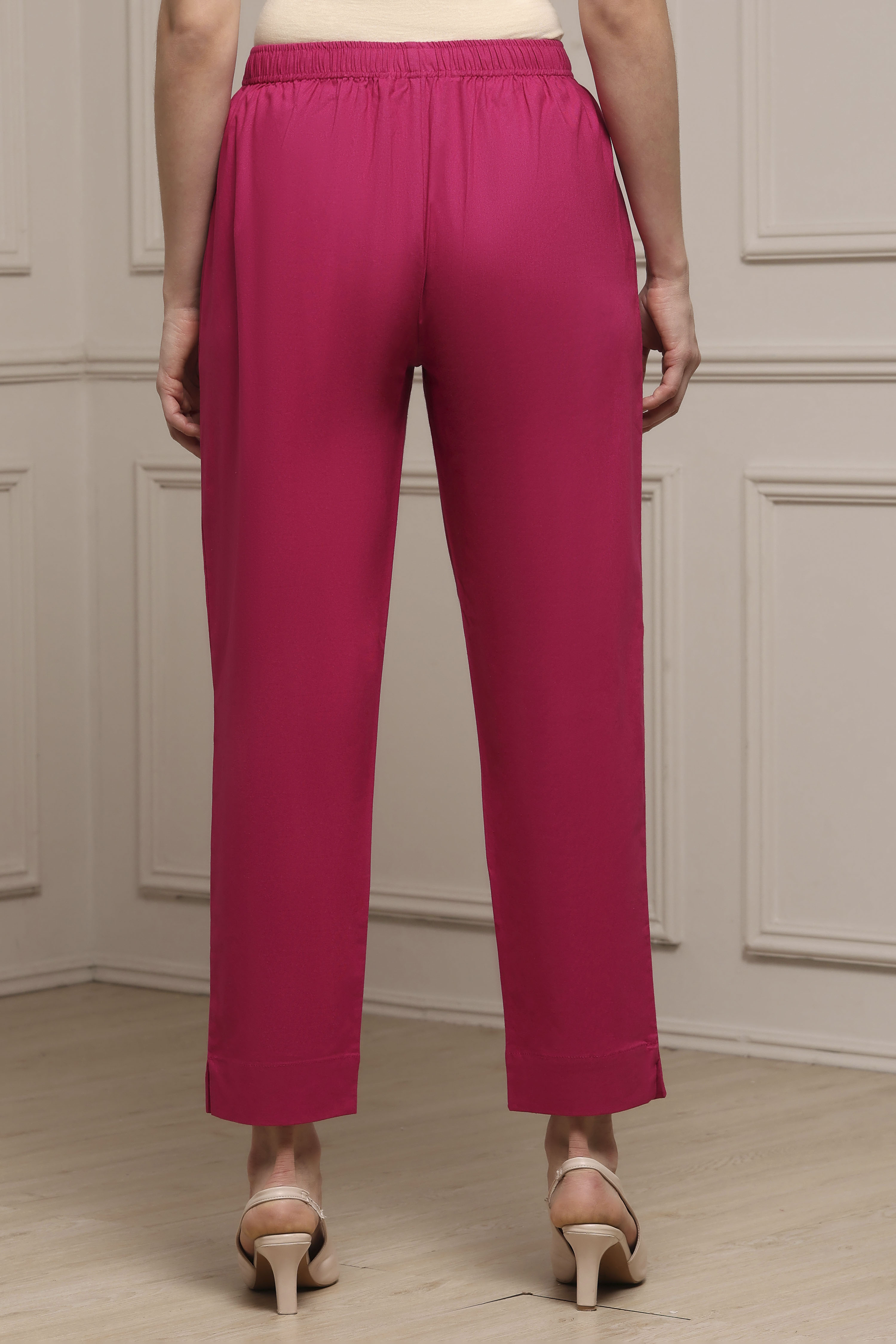 Blue Cotton Slim Pants image number 5