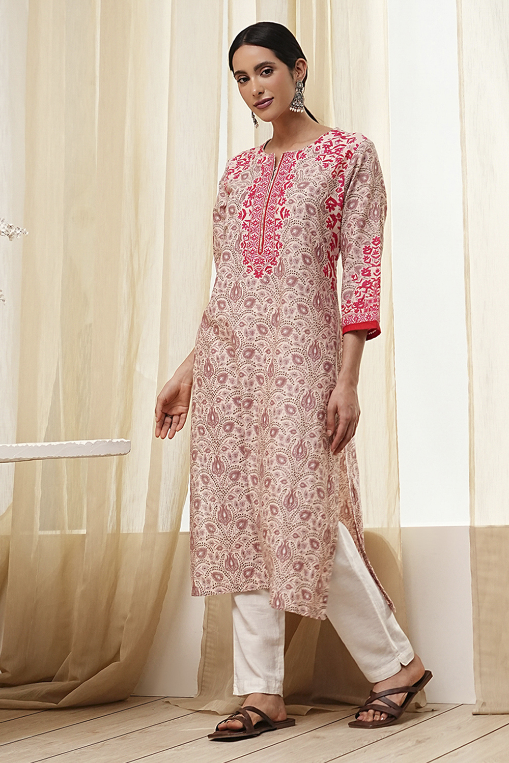 Nude Straight Kurta image number 0