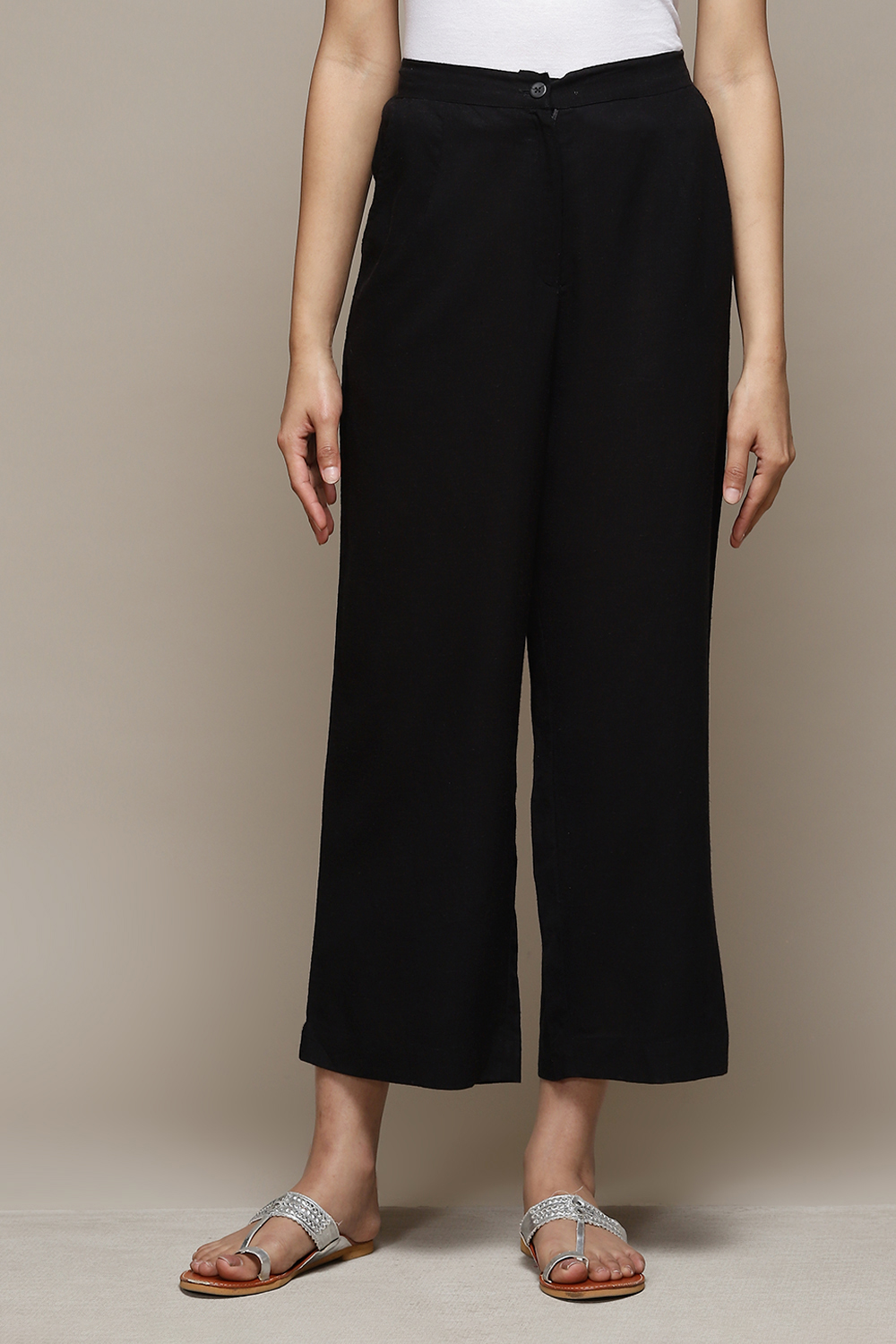Off White Cotton Regular Pant image number 5