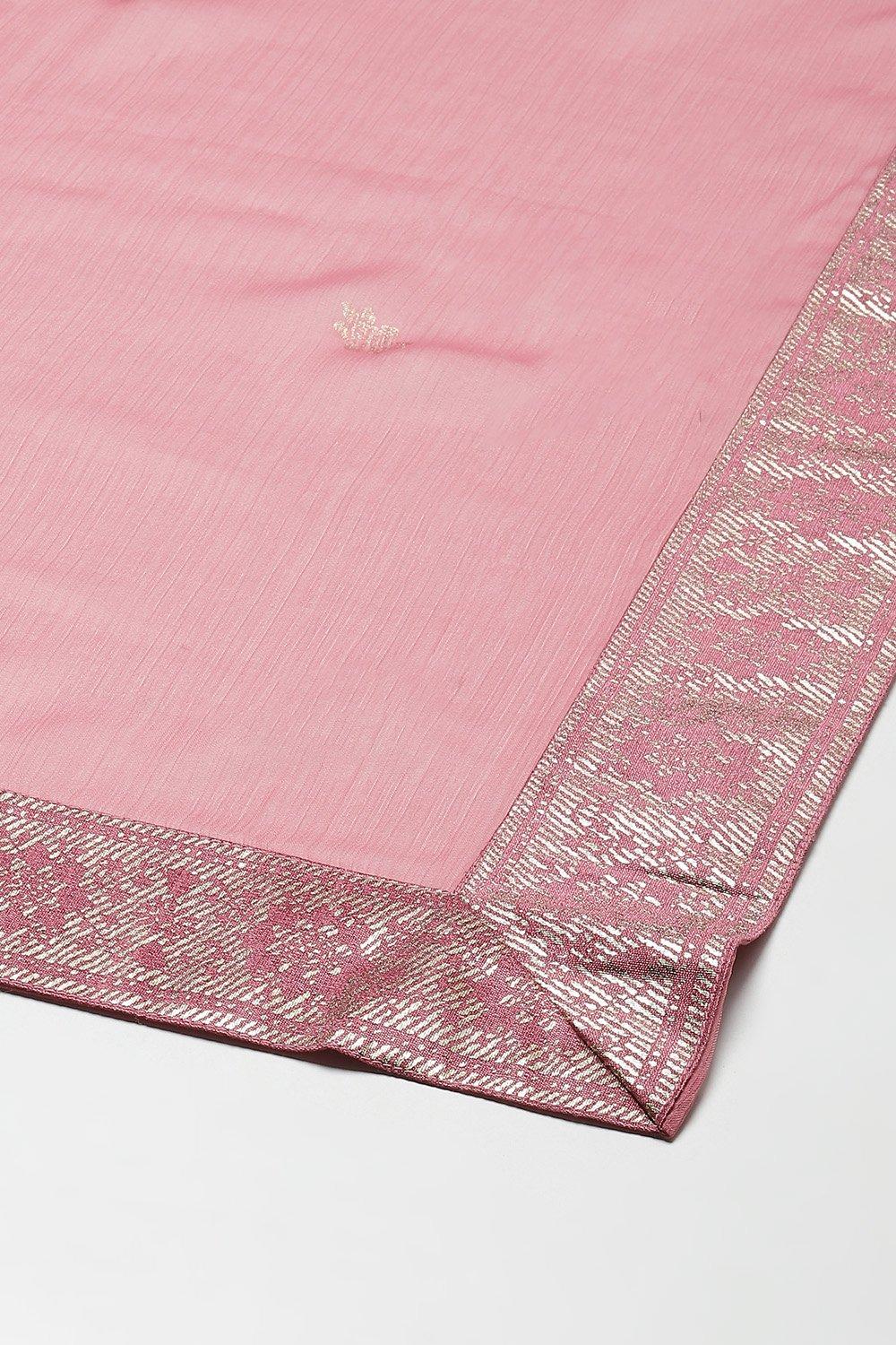 Onion Pink Art Silk Flared Kurta Legging Suit Set image number 3