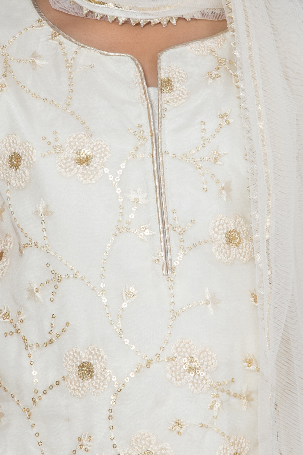 Ivory Art Silk Straight Kurta Churidar Suit Set image number 1