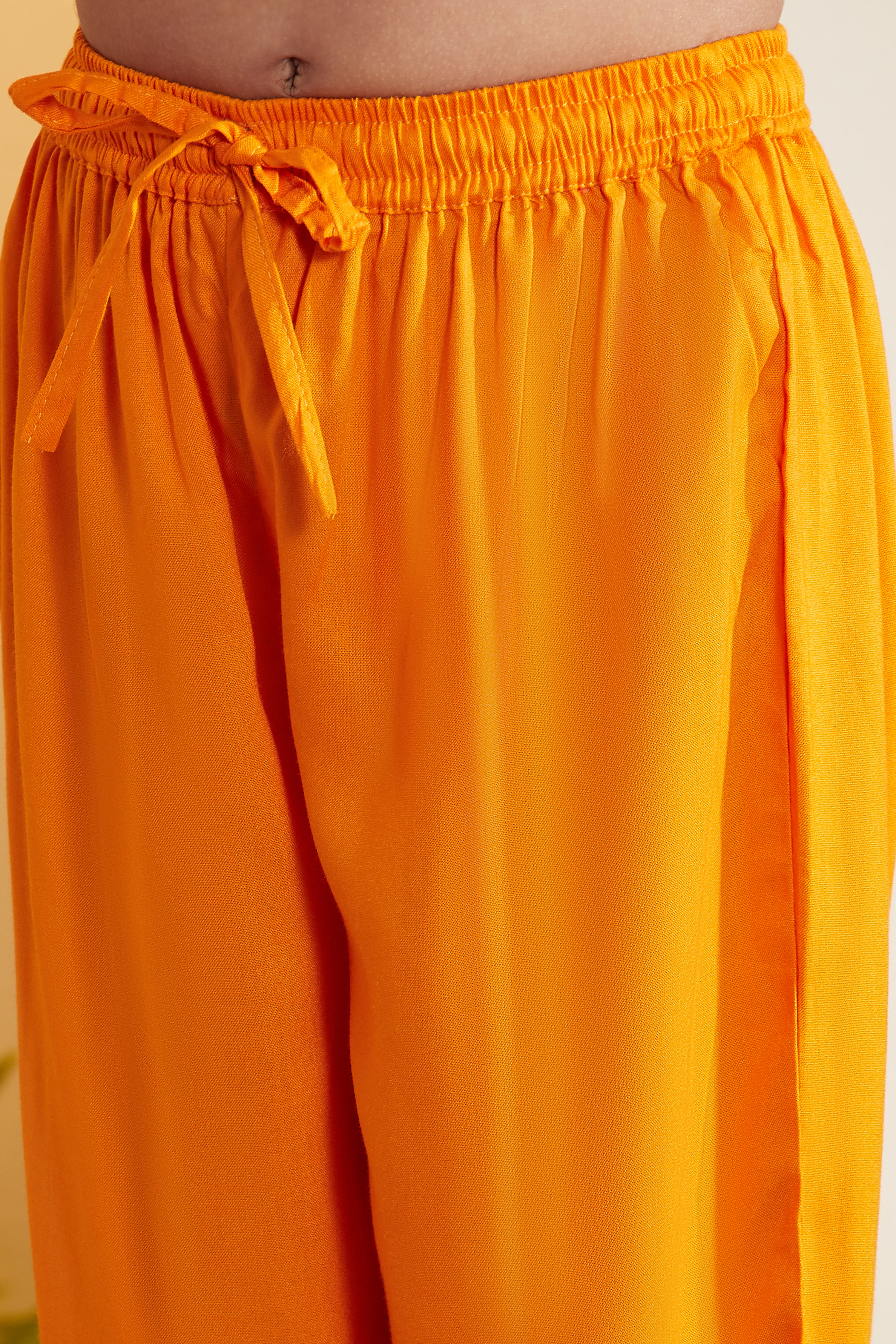 Orange Printed Cotton Tiered Kurta Set image number 2