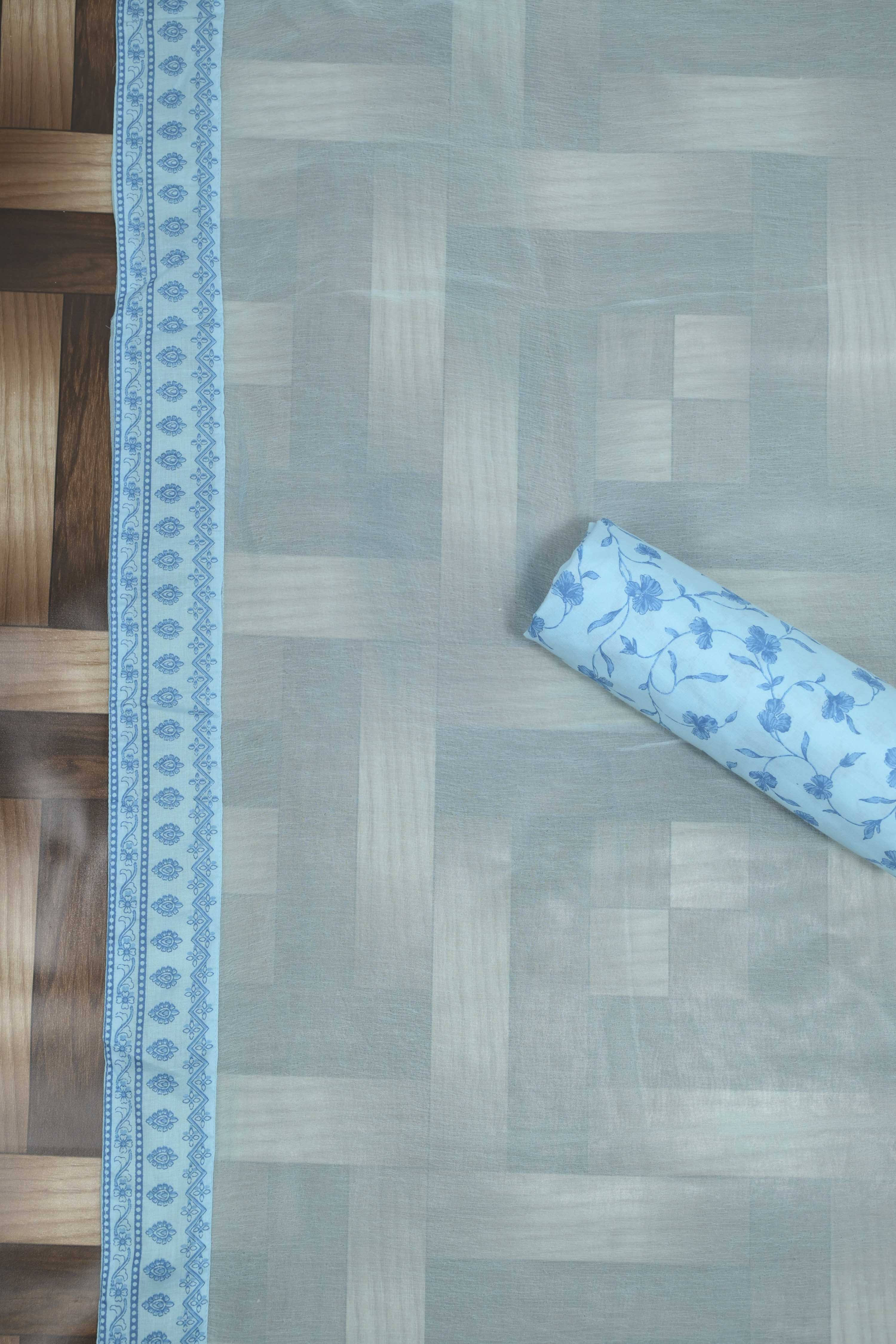 Pastel Cotton Printed Unstitched Suit Set image number 3