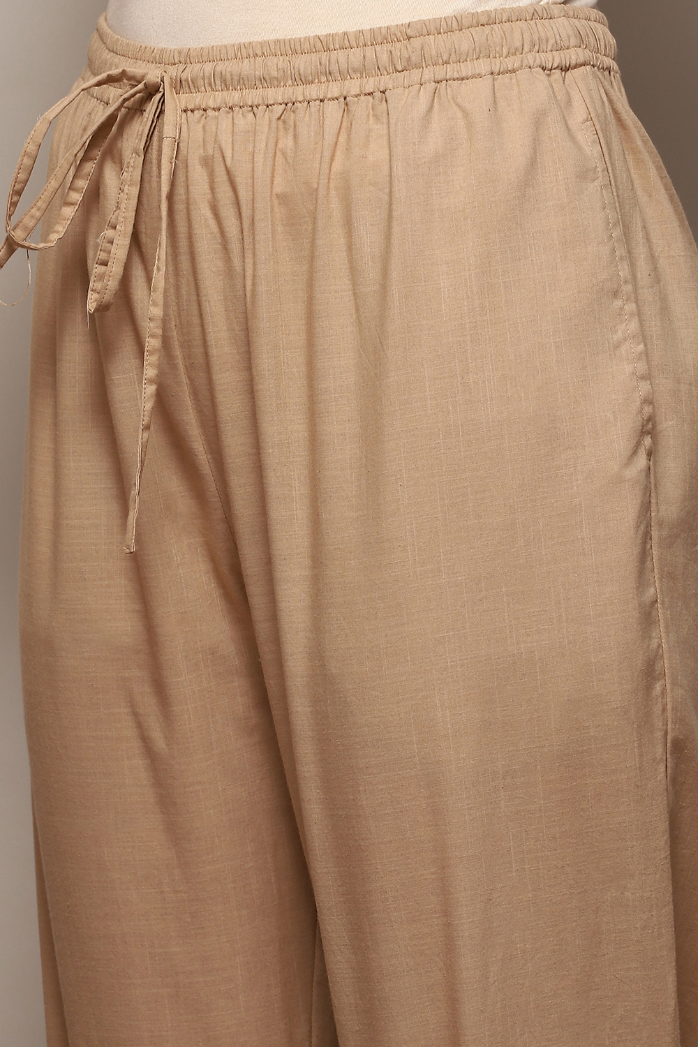 White Cotton Regular Solid Pants image number 1