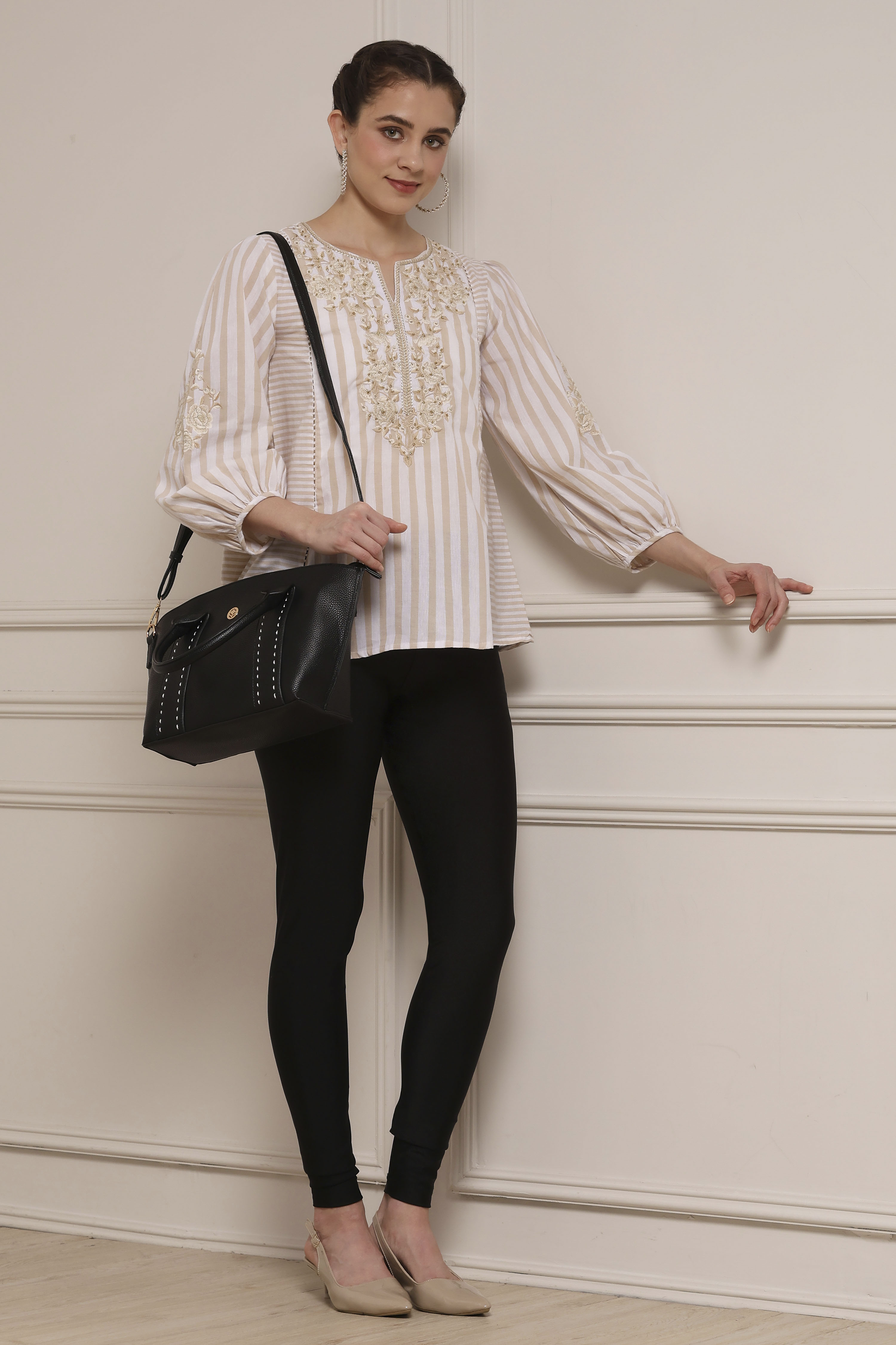 Brown Nylon Blend Leggings image number 0