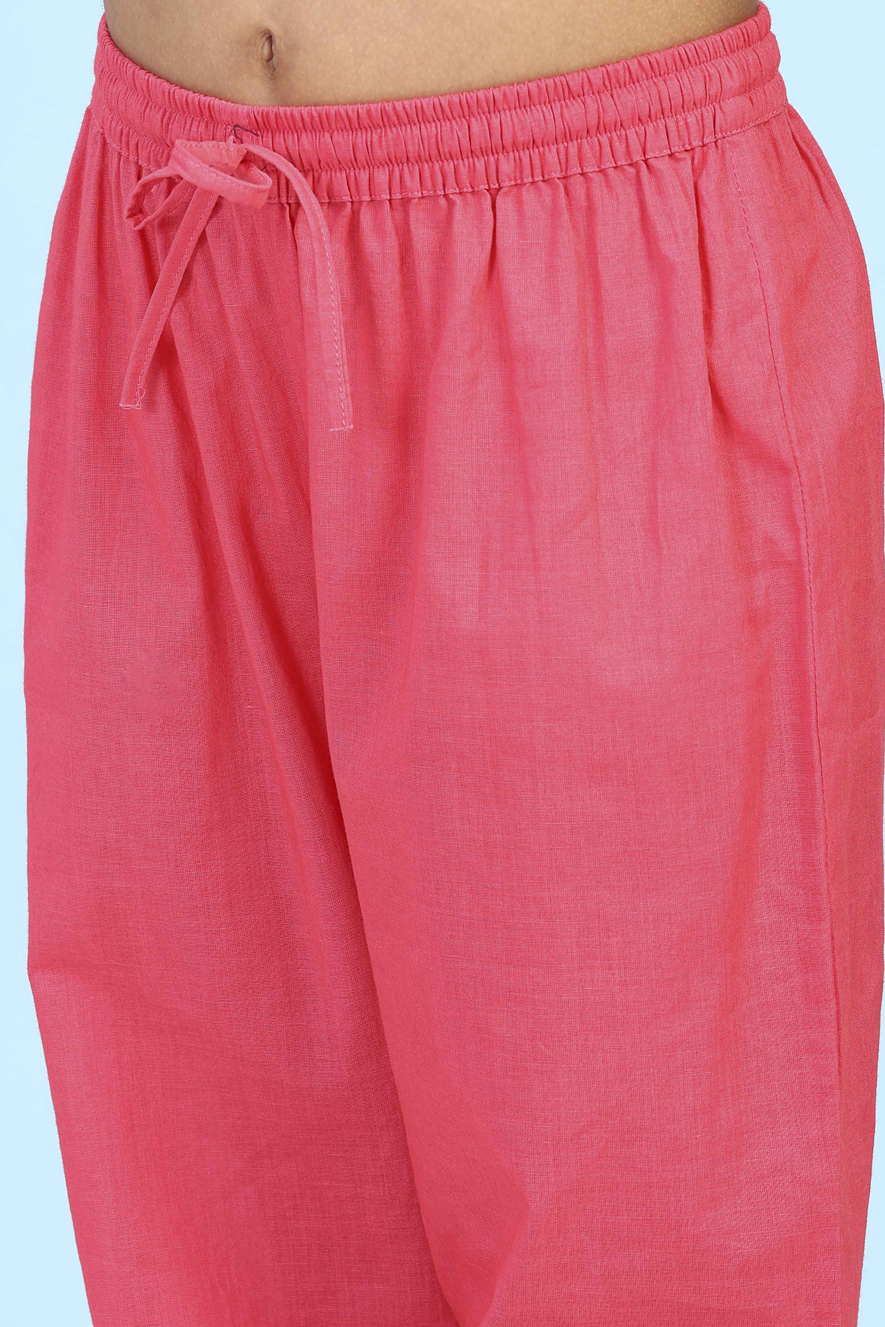 Pink Cotton Printed Straight Suit Set image number 2
