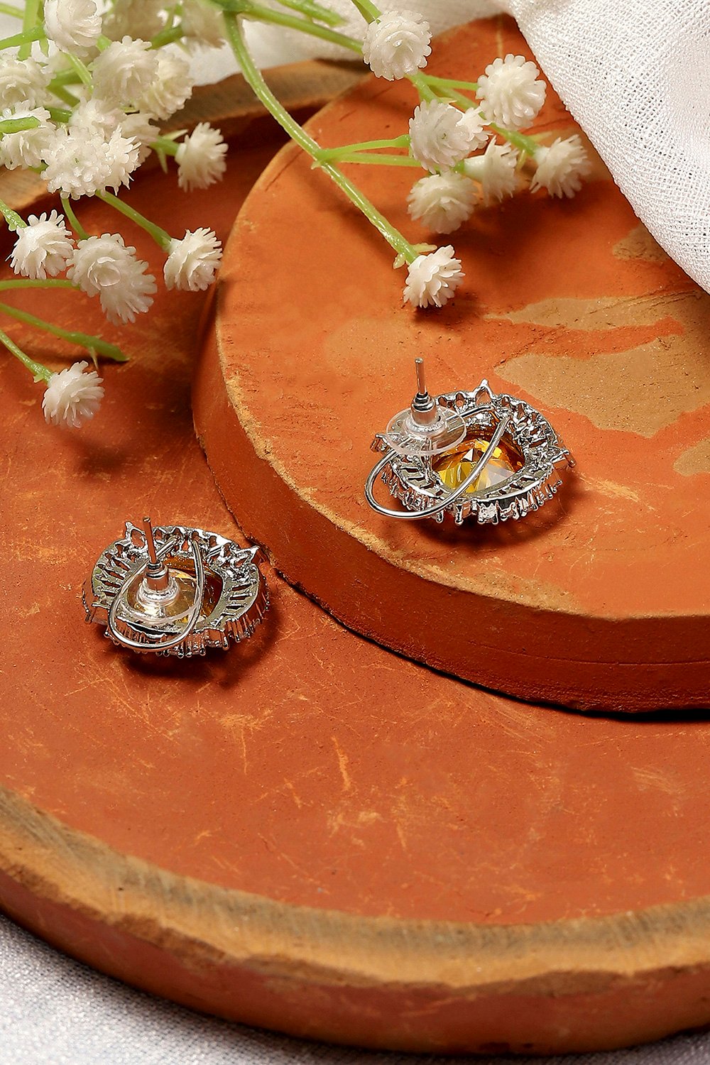 Yellow Silver-Plated Circular Studs image number 2