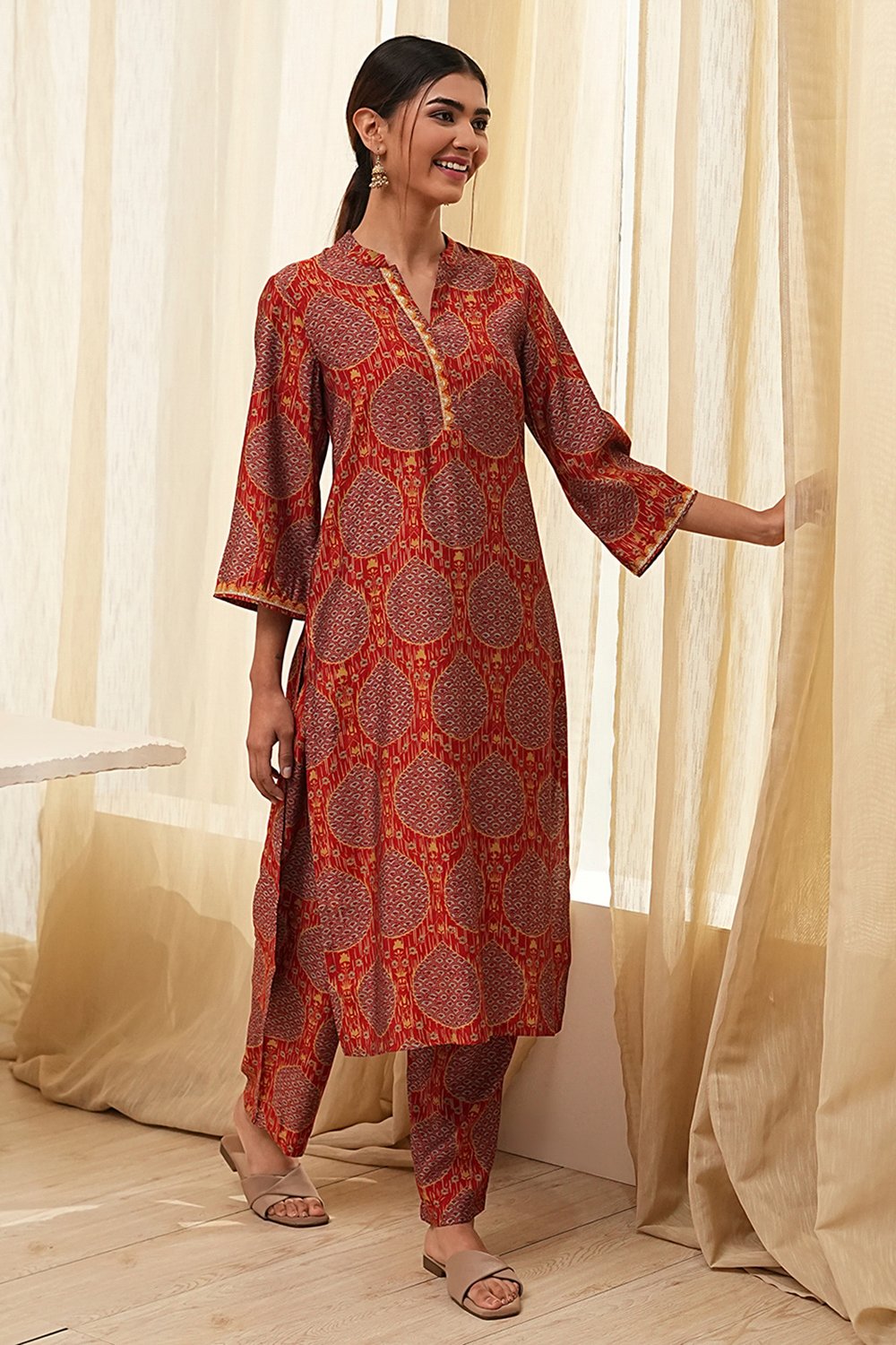 Rust Red Printed Co-ord Set image number 5