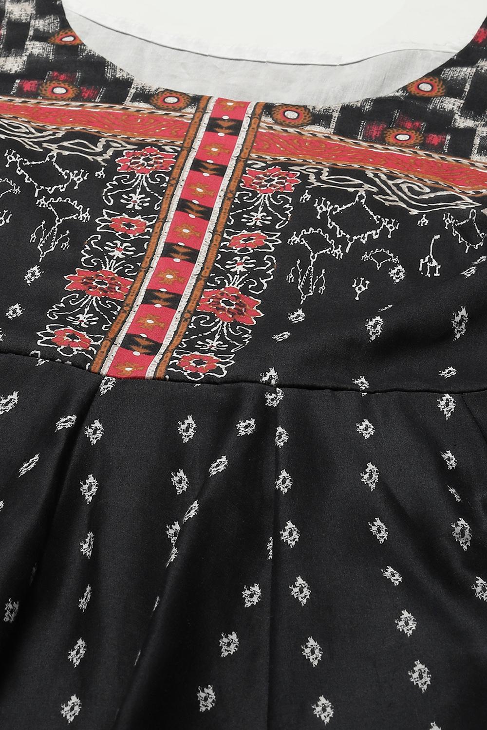 Buy Black Cotton Anarkali Kurta Palazzo Suit Set for INR4399.20 |Biba India