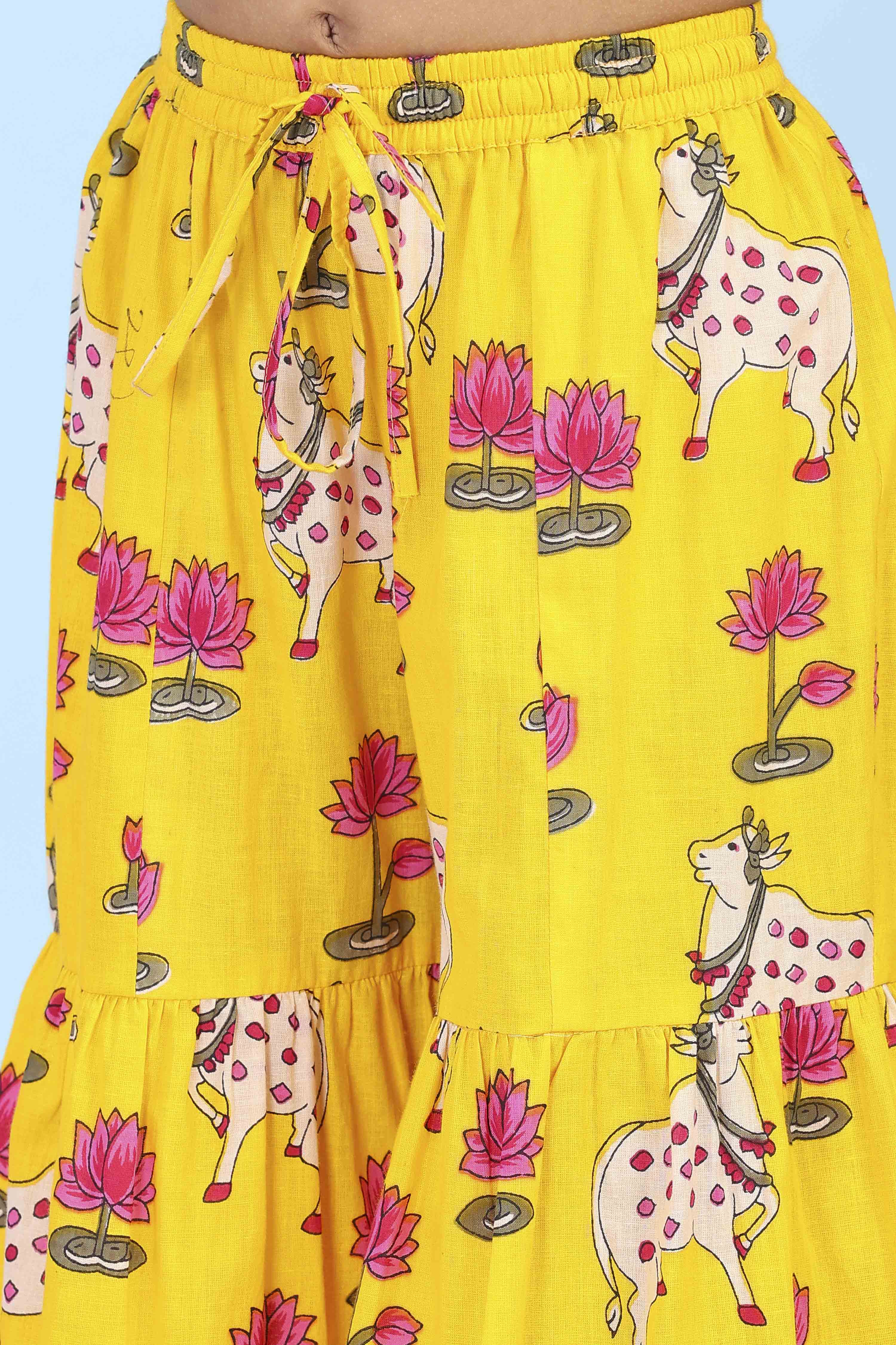 Pink Cotton Printed A-line Suit Set image number 2