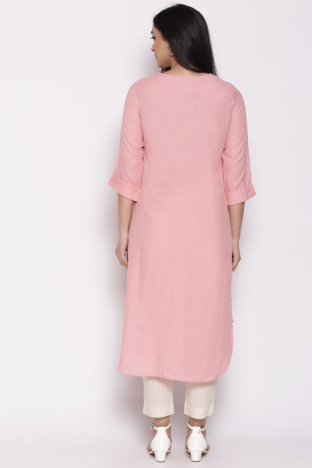 Blue Cotton Solid Kurti image number 4