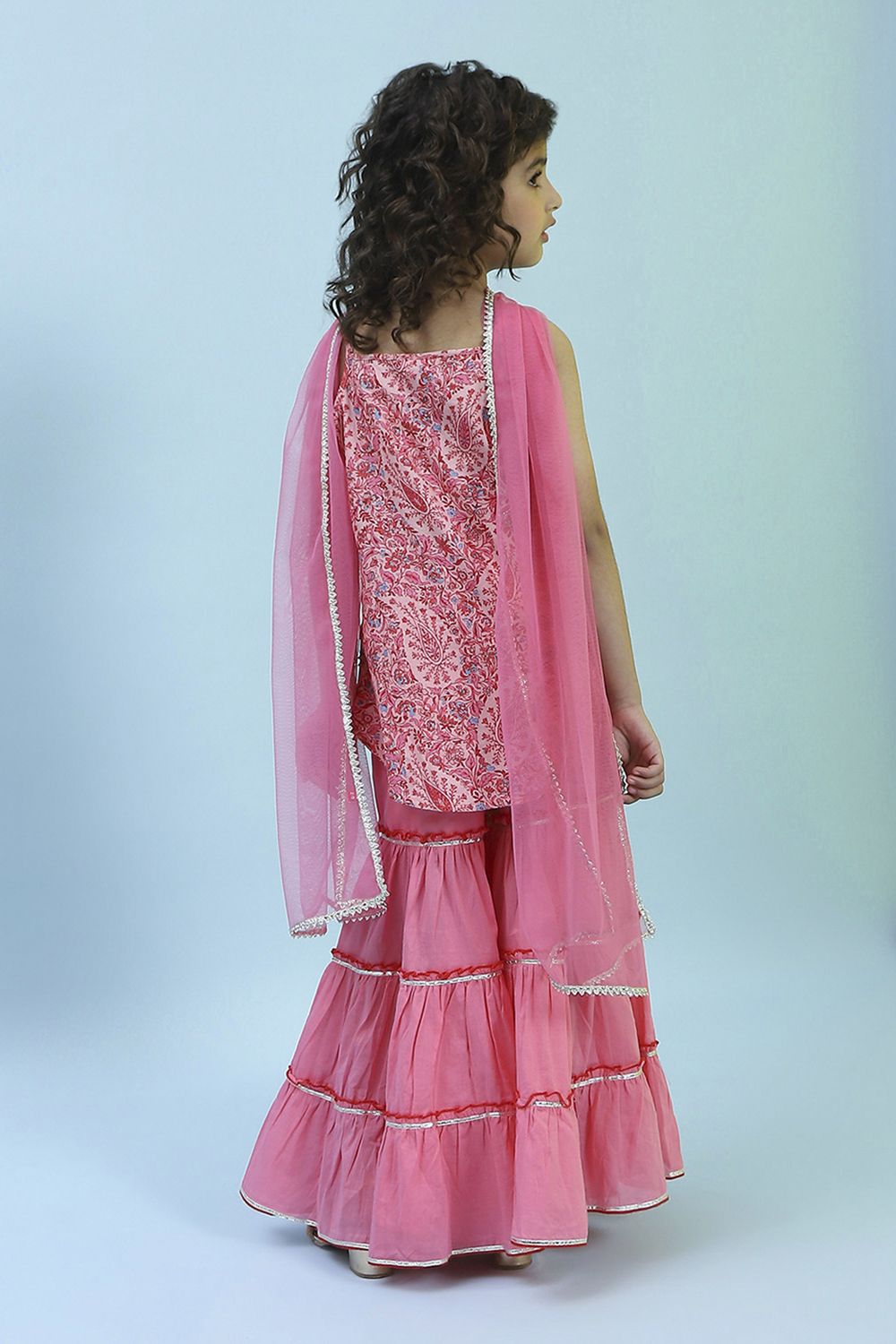 Pink Cotton Gathered Suit Set image number 4