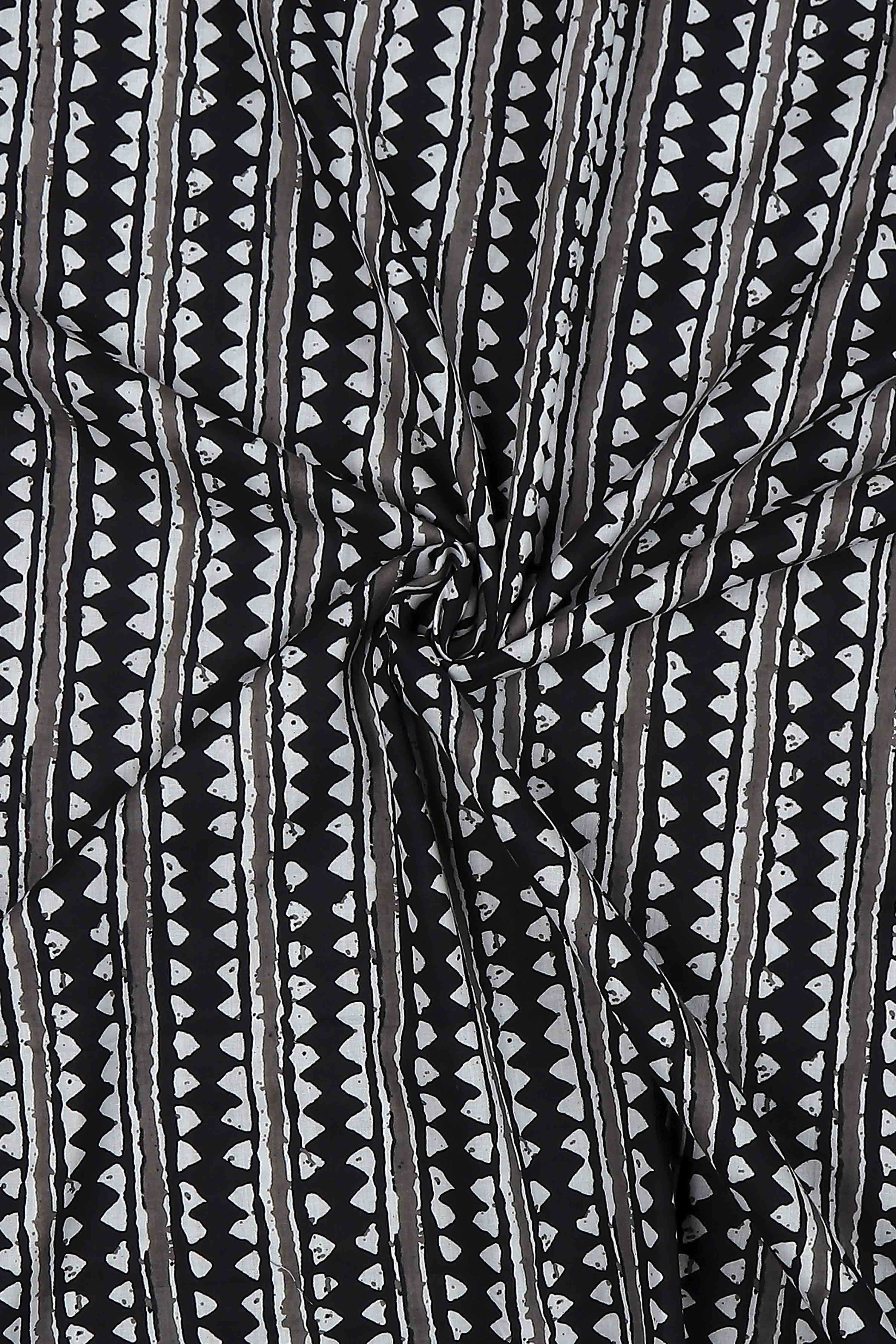 Black Cotton Printed Embroidered Unstitched Suit Set image number 2