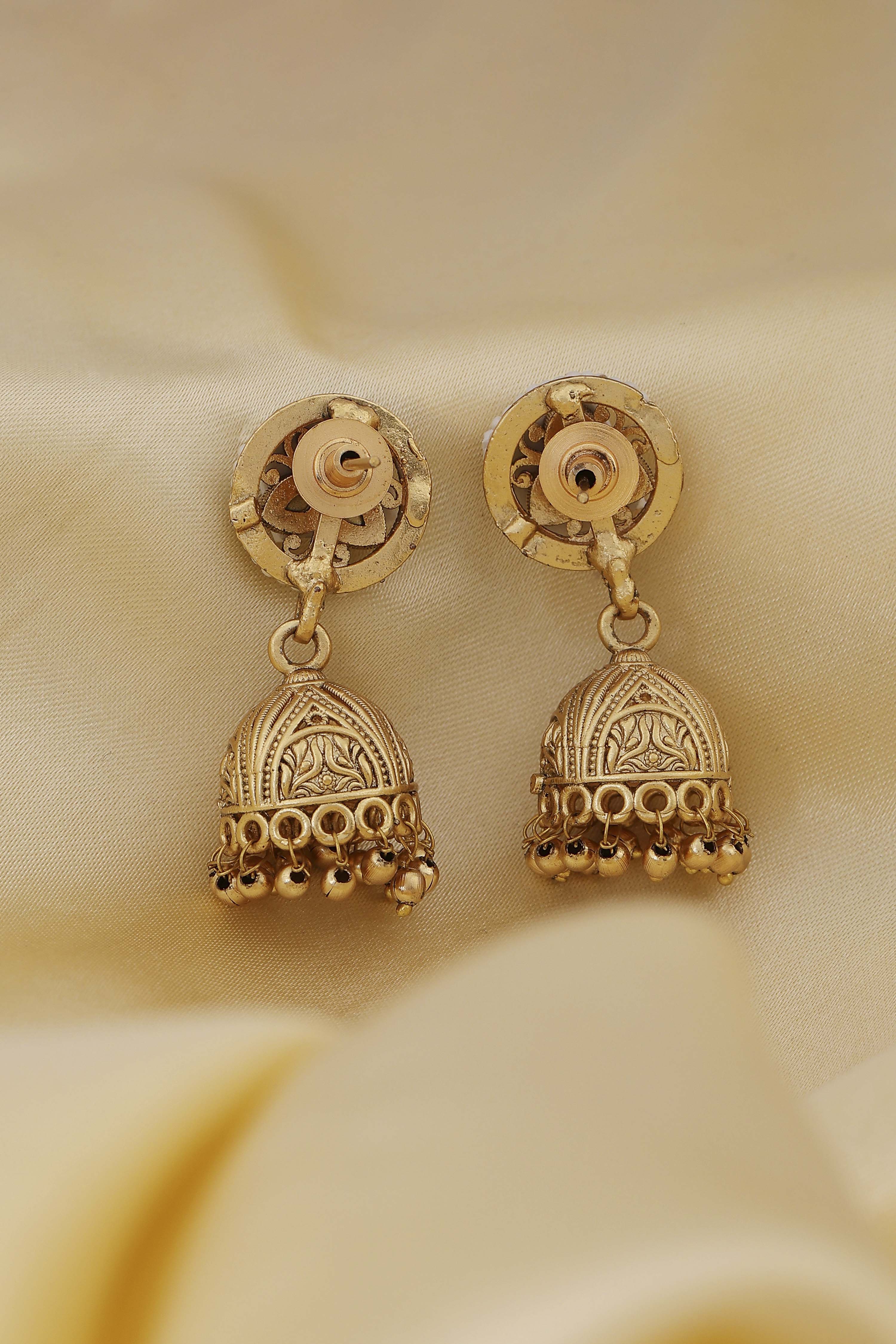 Gold Stone Earrings image number 2
