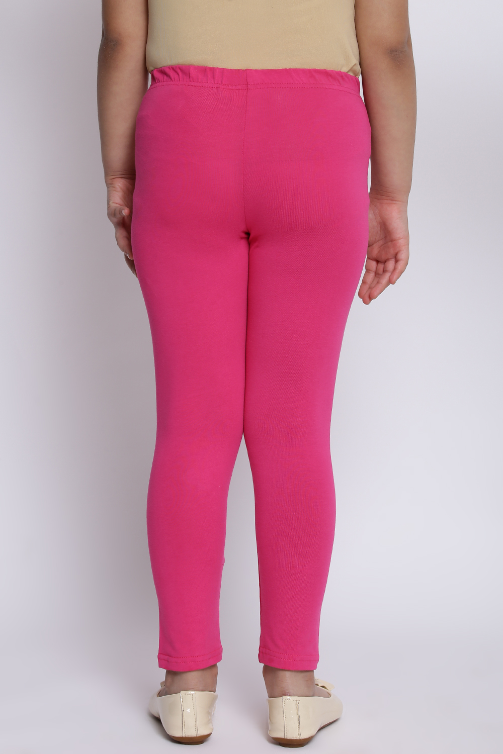 Hot Pink Cotton Lycra Solid Leggings image number 4