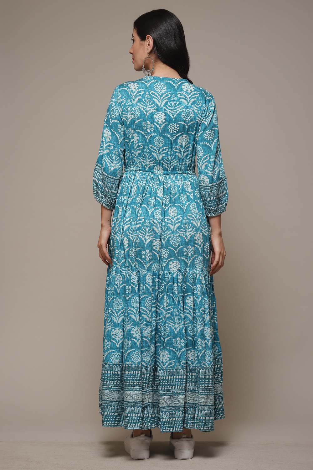 Orange Rayon Tiered Dress image number 2