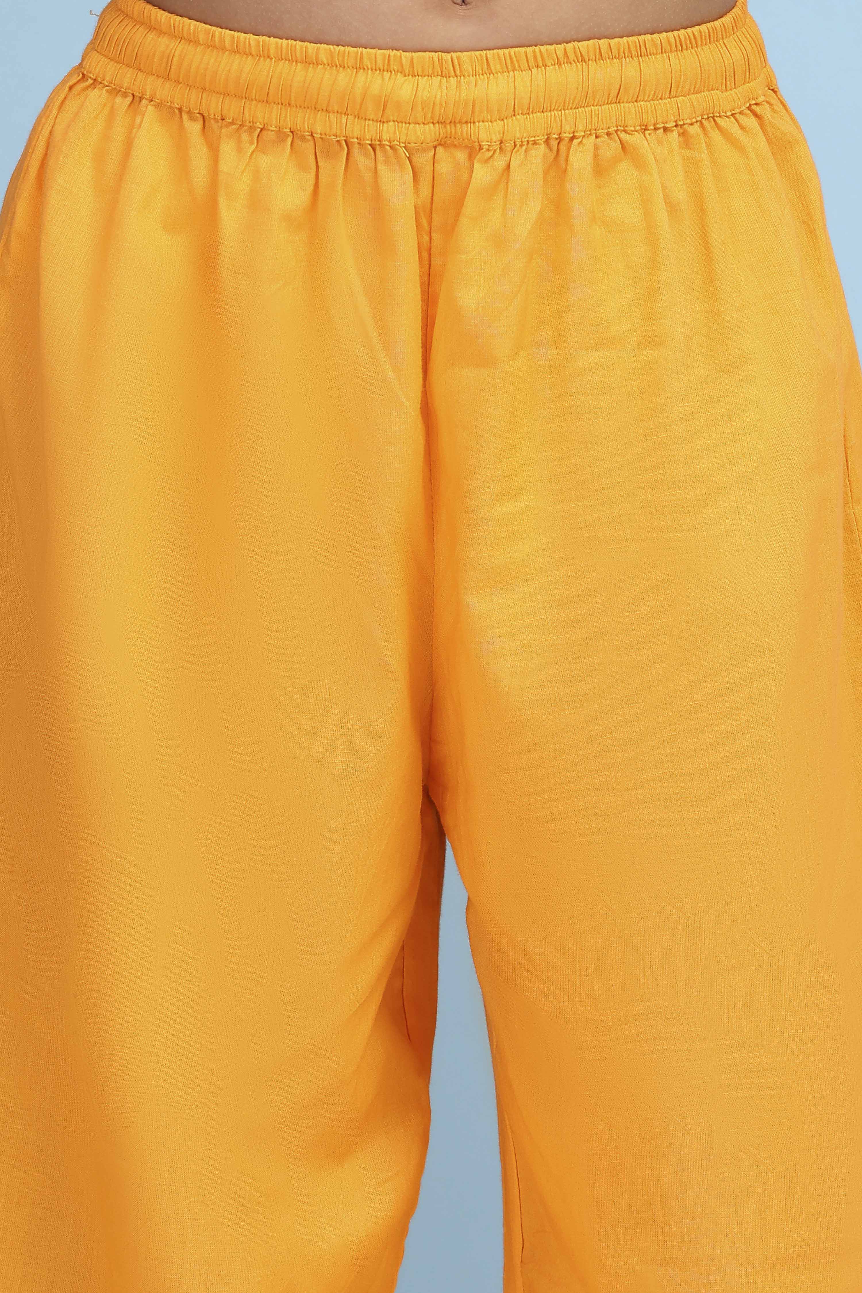 Orange Cotton Printed Tiered Suit Set image number 2