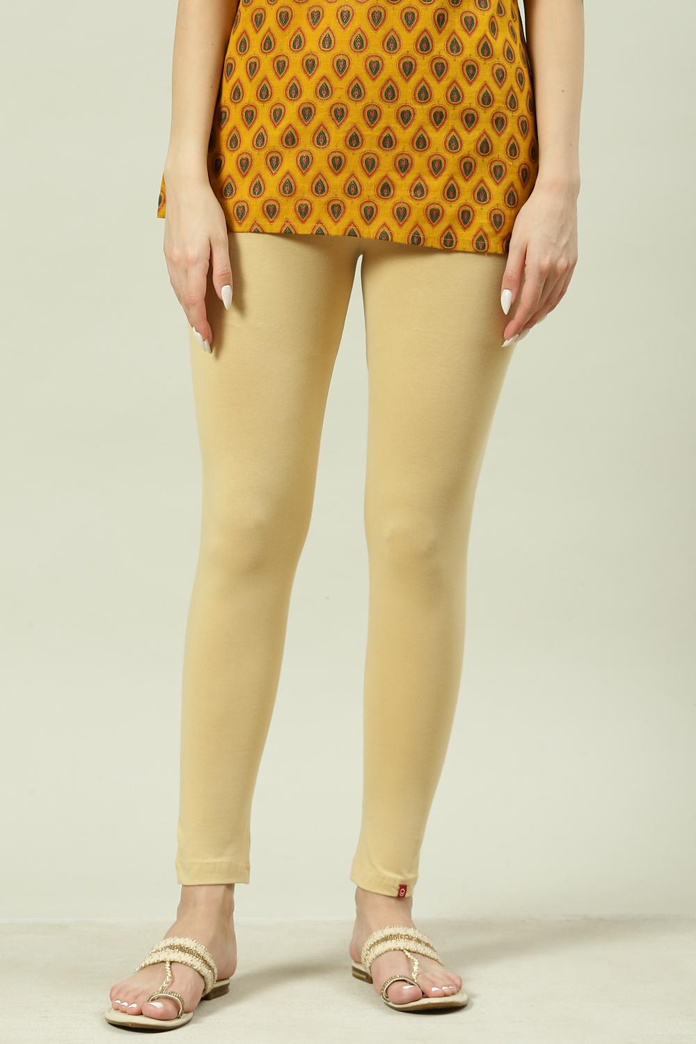 Black Cotton Blend Solid Leggings image number 2