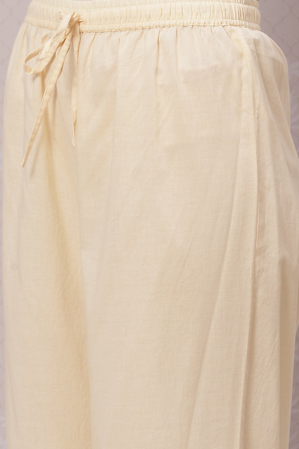 Cream Cotton Flared Kurta Set image number 2