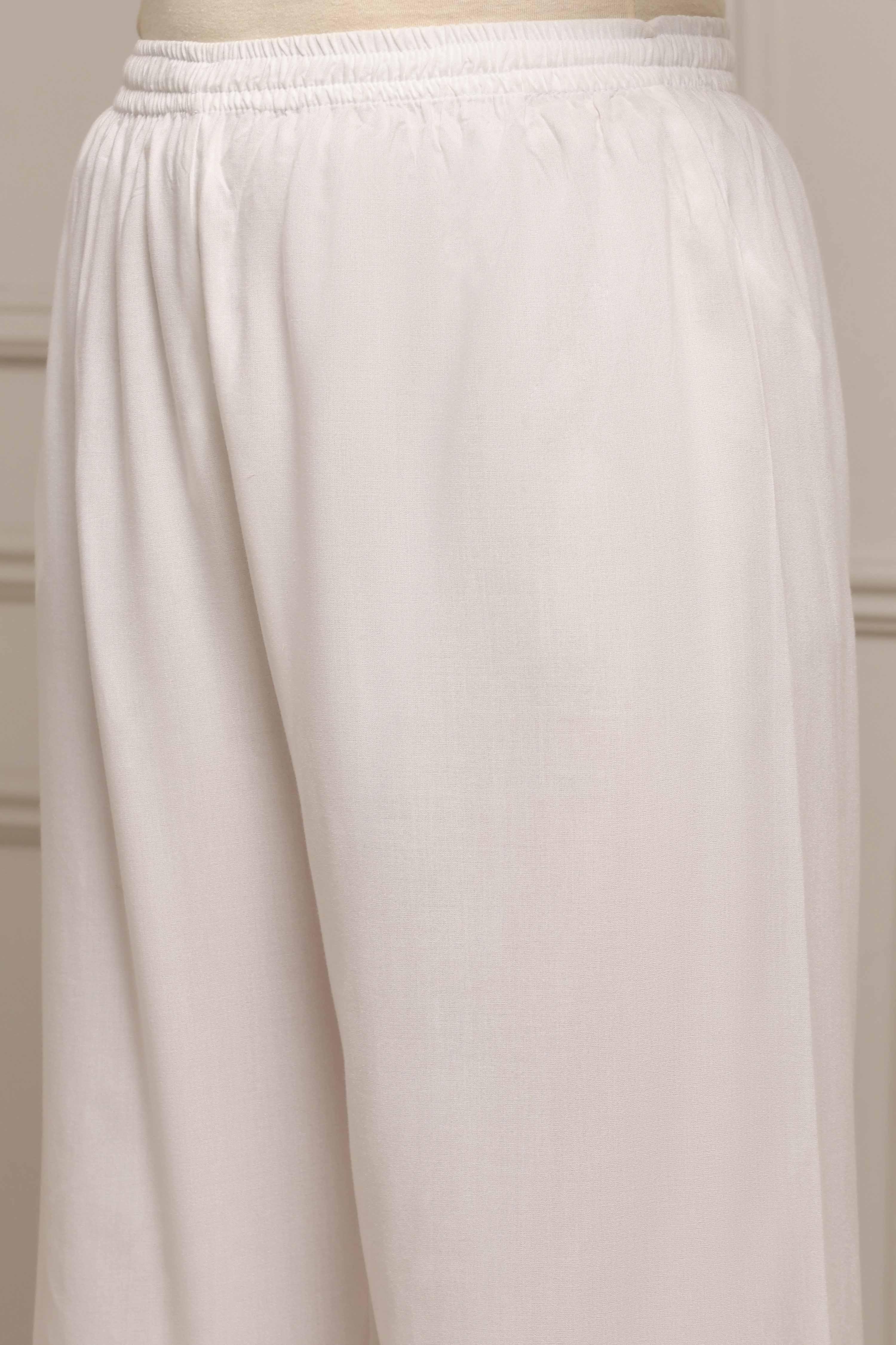 Blue Viscose Rayon Straight Palazzos image number 1