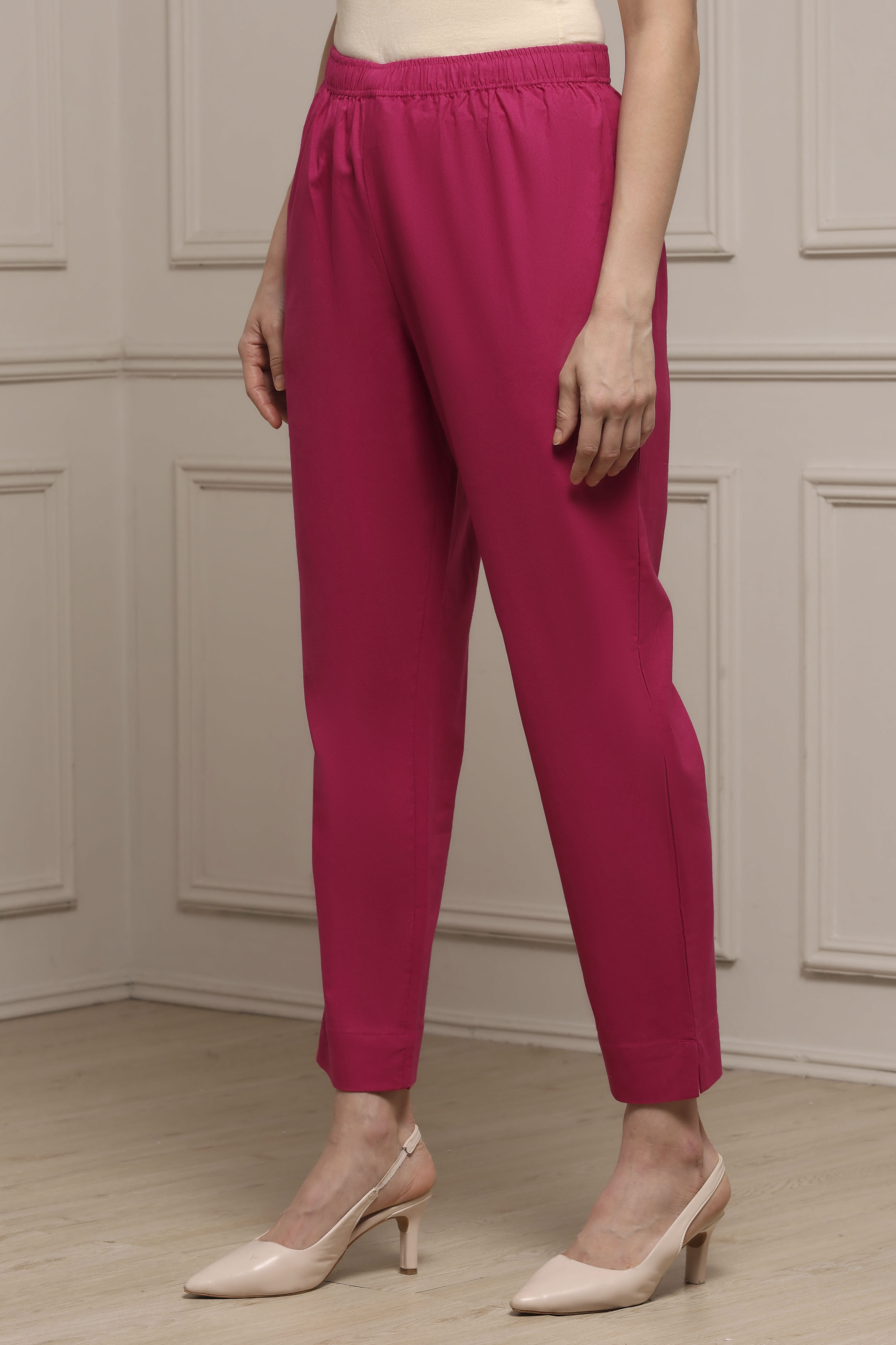 Blue Cotton Slim Pants image number 2