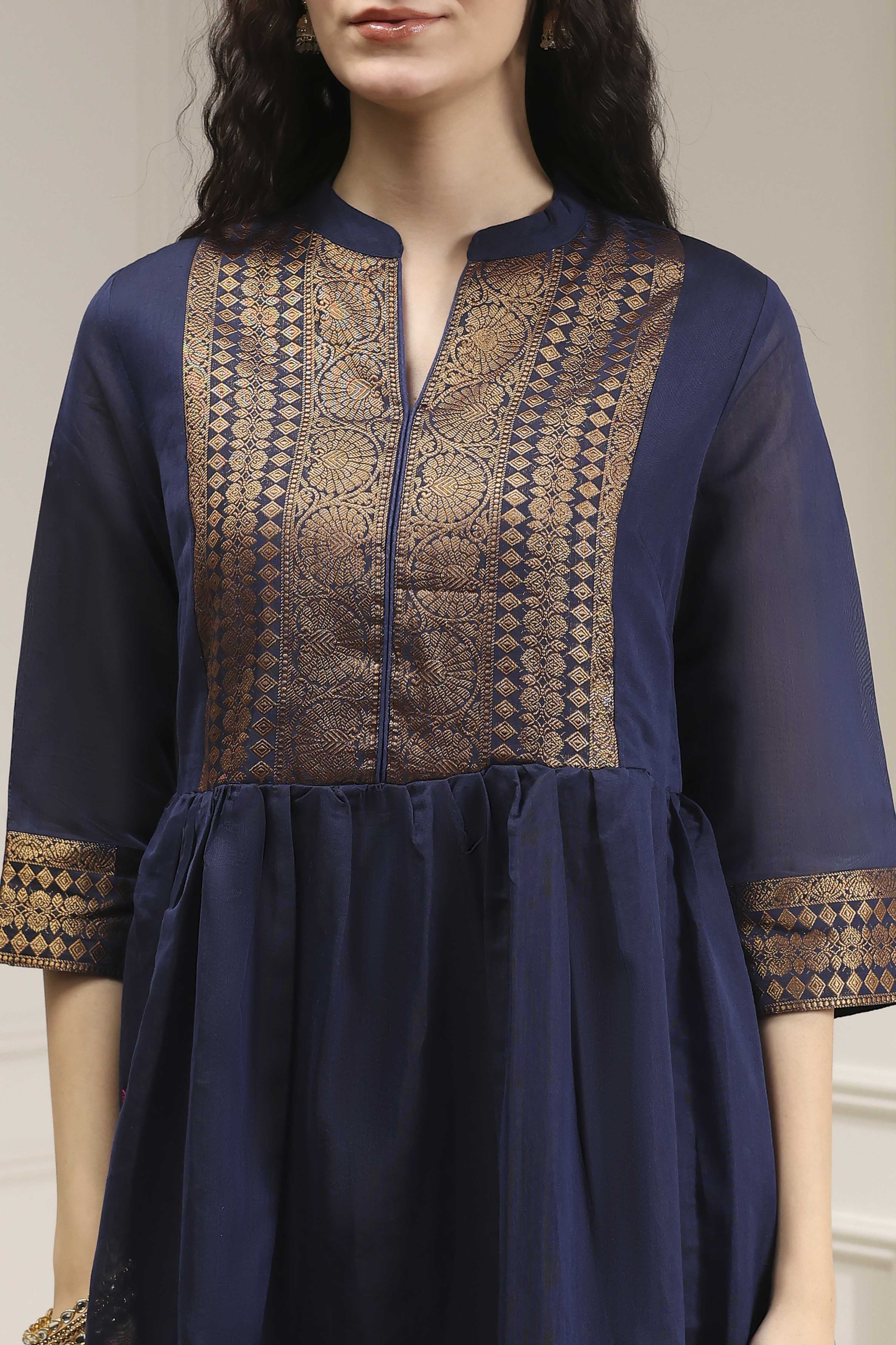 Fuchsia Yarn-Dyed Flared Kurta image number 1