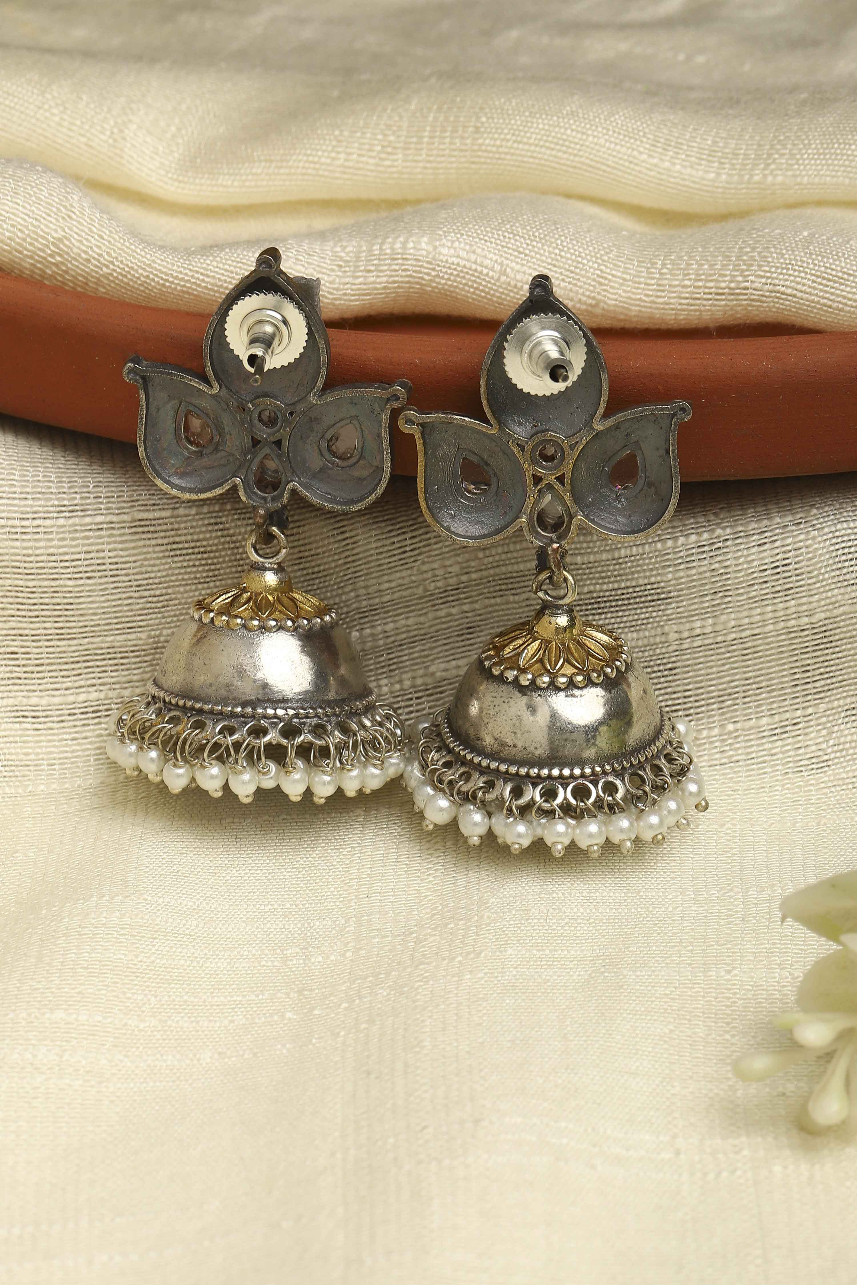 Oxidised Gold Brass Jhumka image number 2