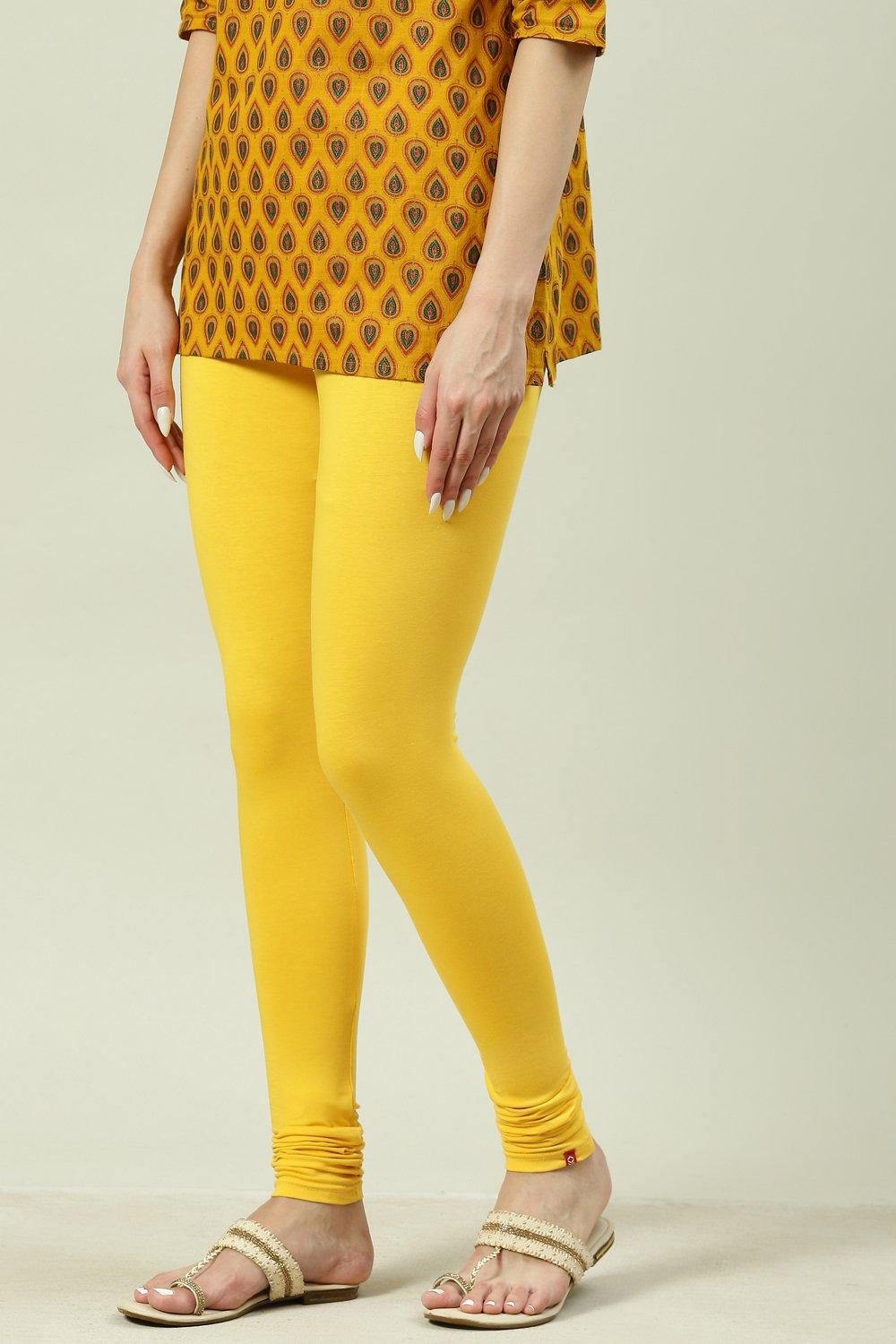 Buy Dark Yellow Cotton Lycra Churidar Churidar for INR399.50