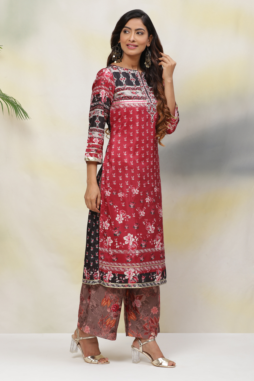 Cherry Straight Art Silk Kurta image number 3