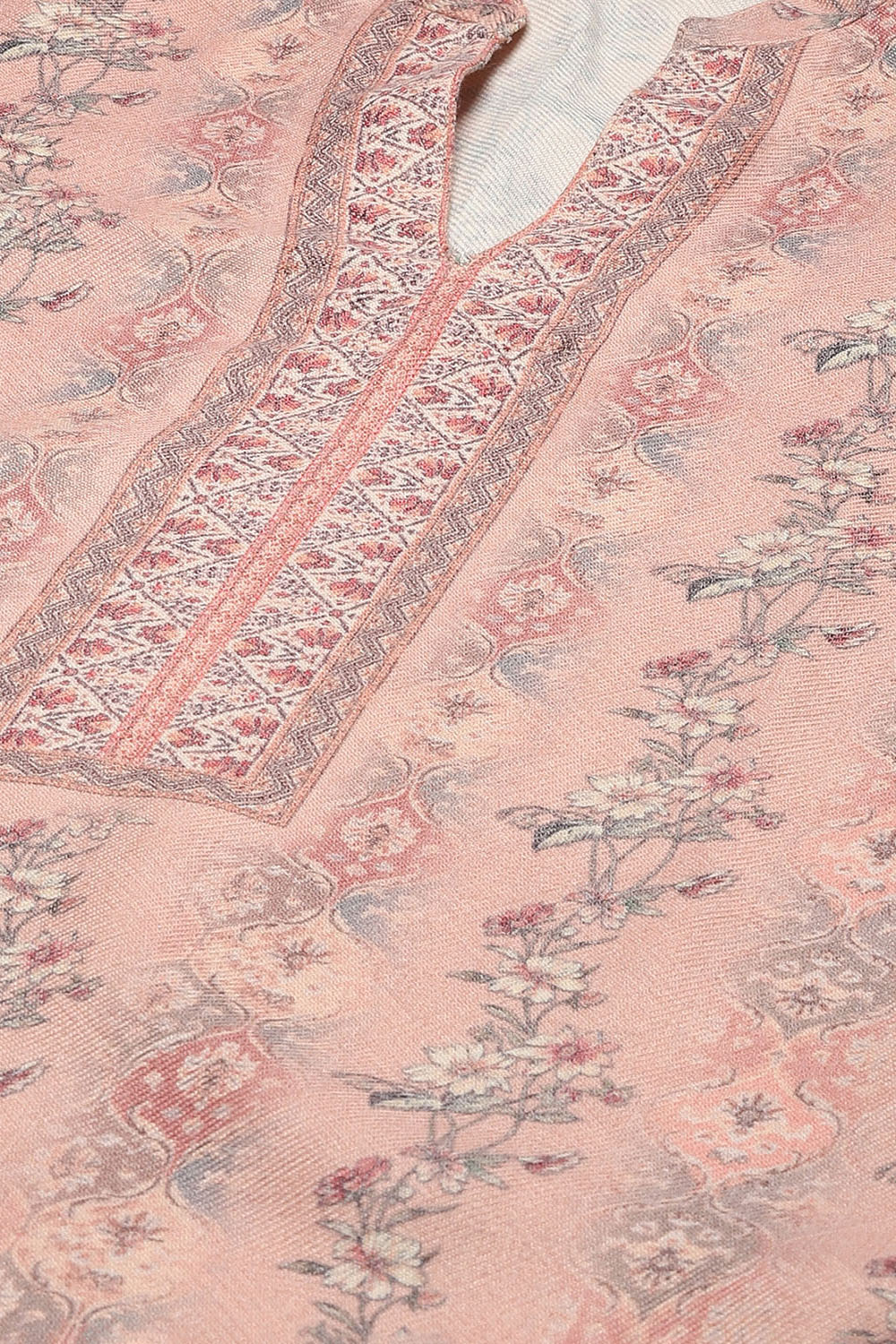 Pink Viscose Silk Placement Print Unstitched Suit Set image number 2