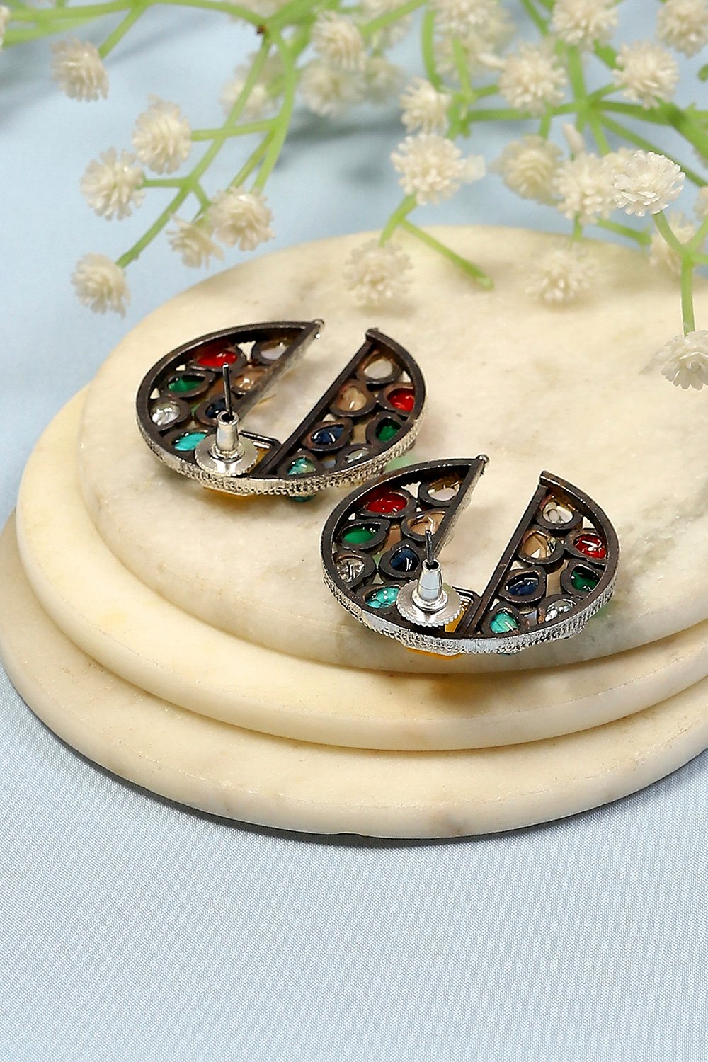 Multi-Colored Gold-Plated Studs image number 2