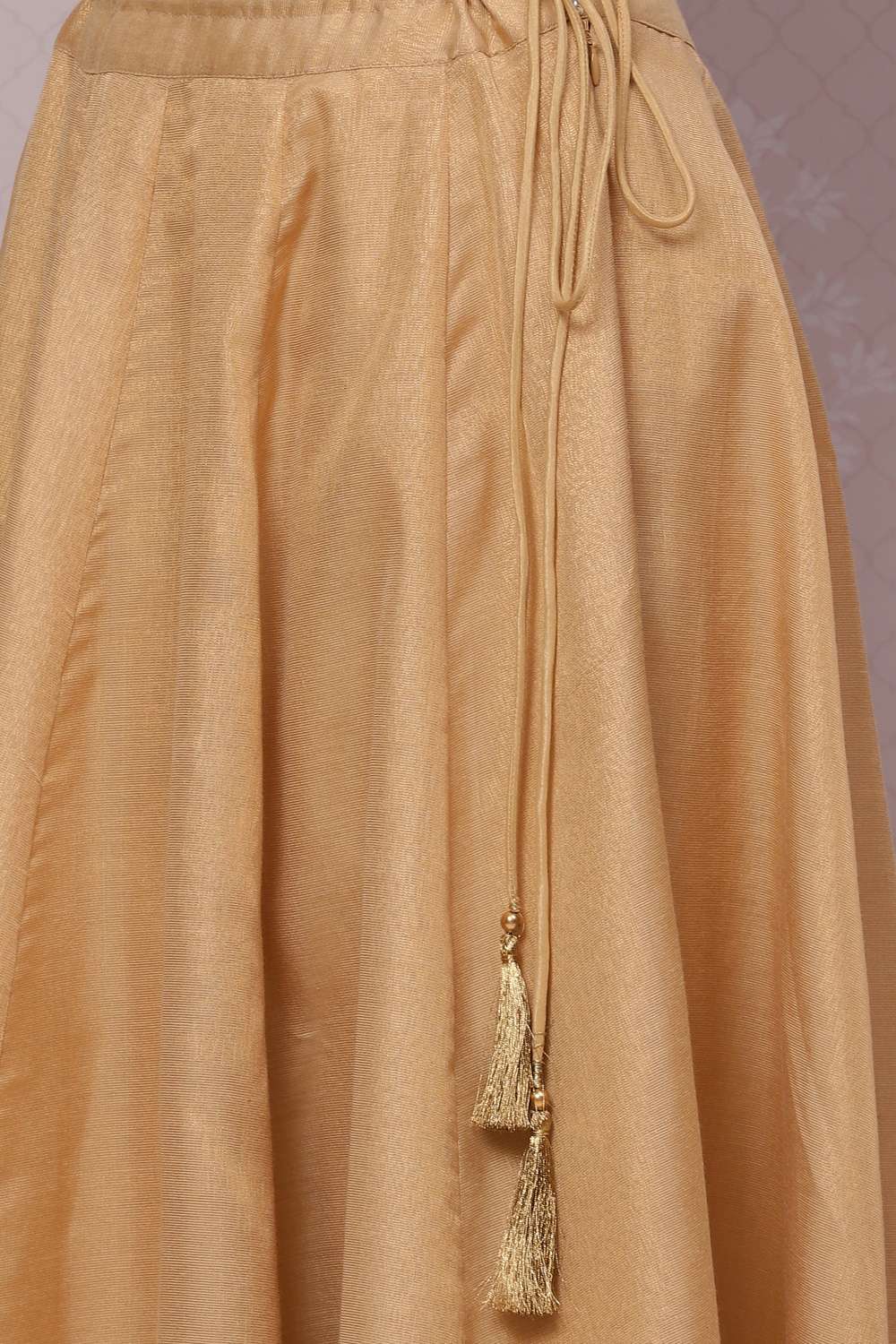 Gold Flared Metallic Cotton Skirts image number 1