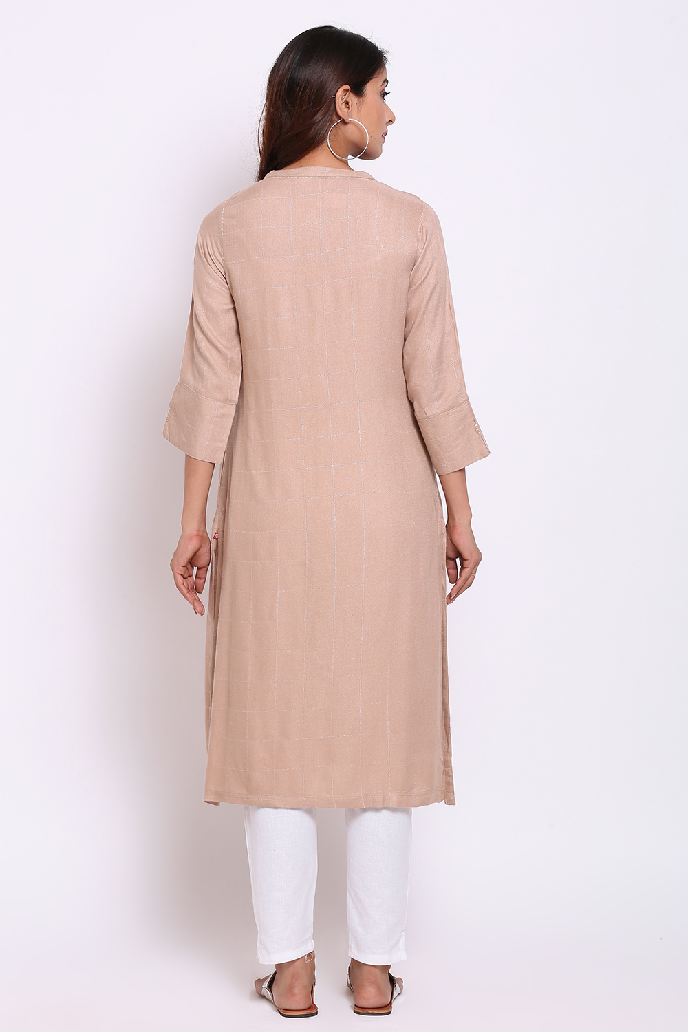 Beige Rayon Straight Kurta image number 5