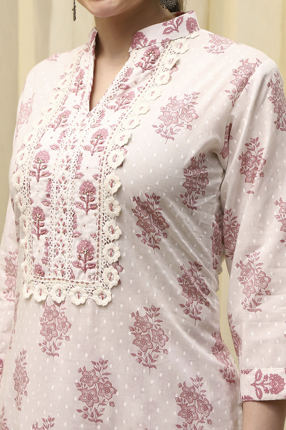 Blue Cotton Hand Embroidered Unstitched Suit Set image number 2