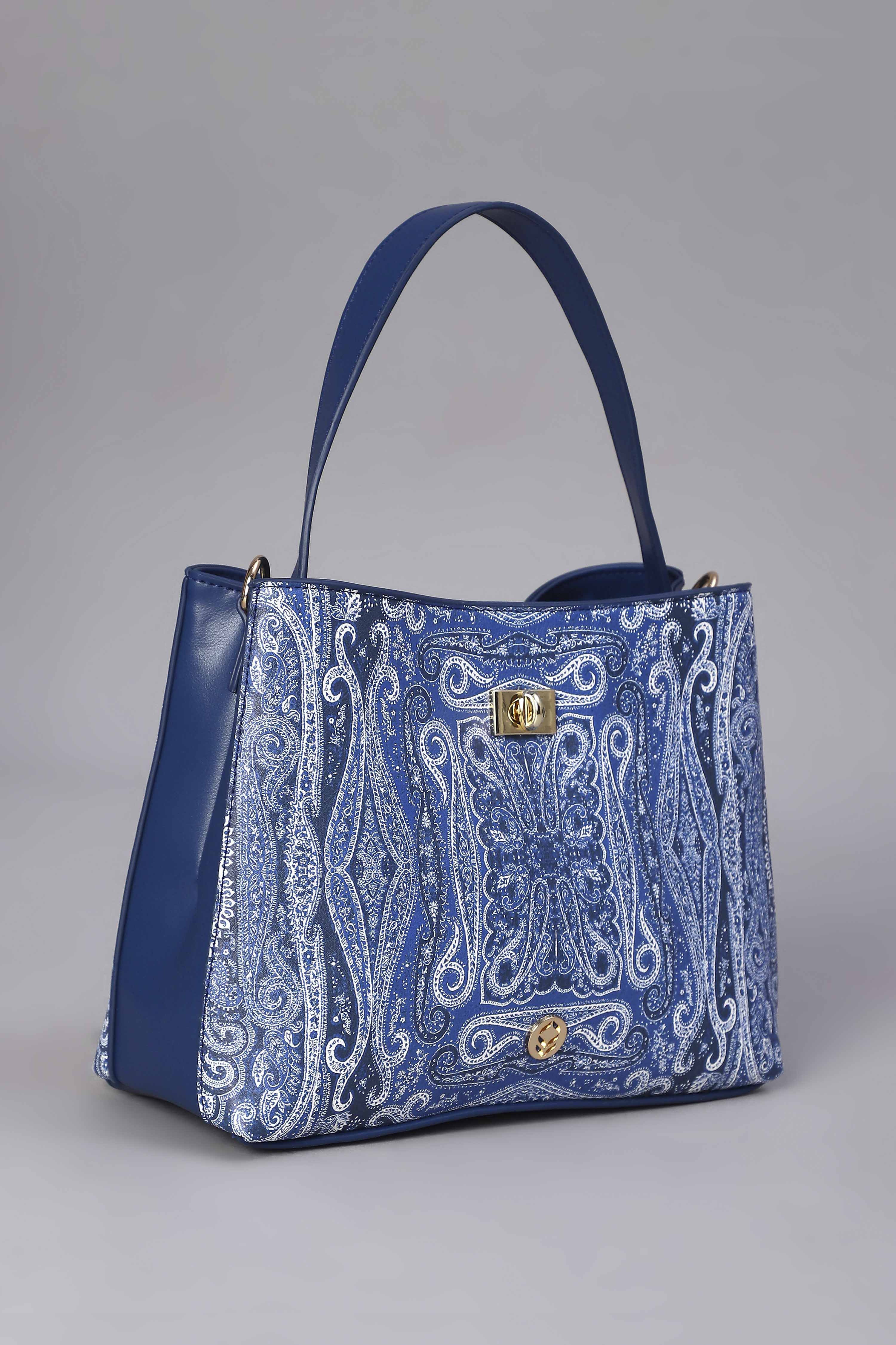 Blue PU Tote Bag image number 3