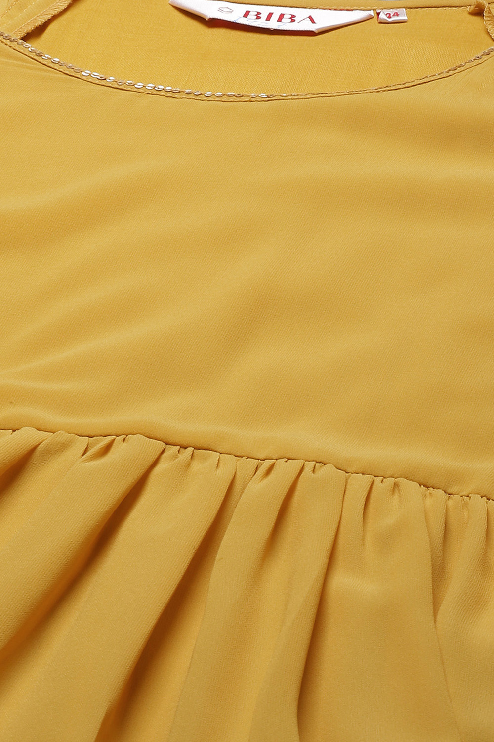 Mustard Art Silk Fusion Dress image number 1
