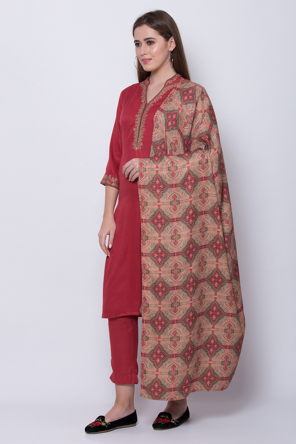 Pink Art Silk Straight Kurta Slim Pant Suit Set image number 4