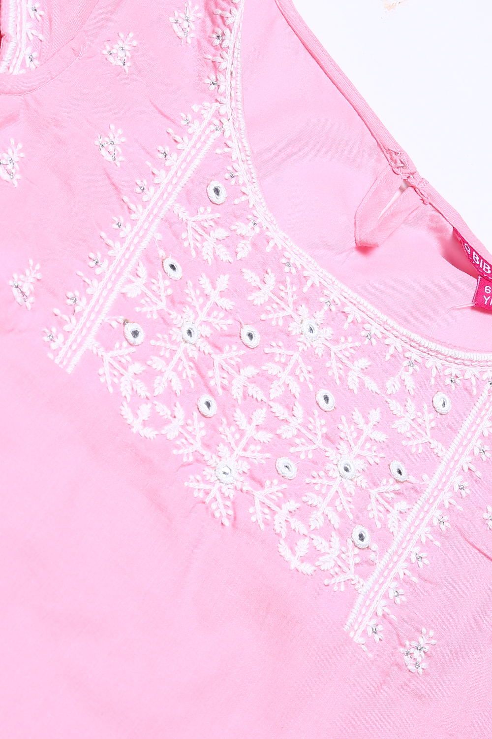Pink Cotton Chikankari Kurta Legging Suit Set image number 1