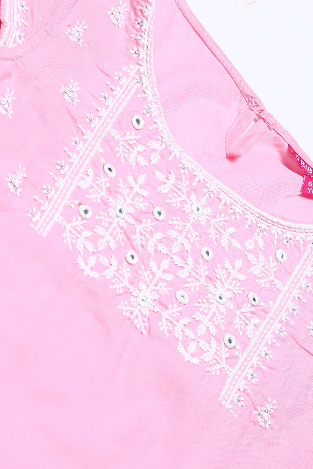 Pink Cotton Chikankari Kurta Legging Suit Set image number 1