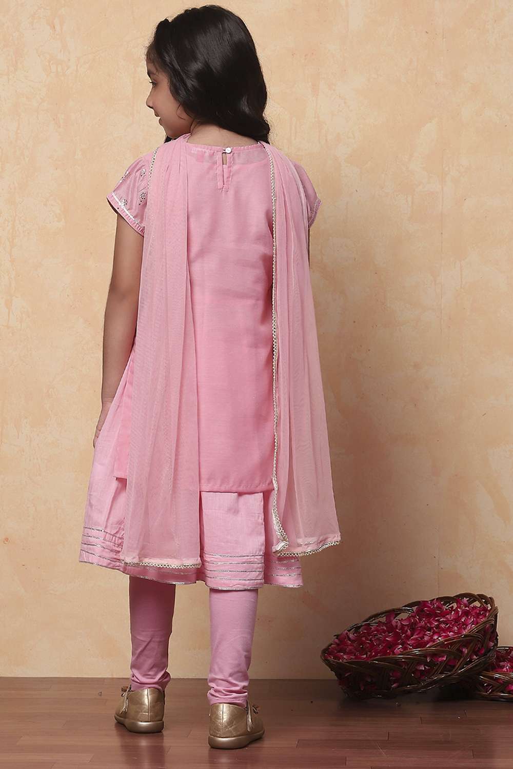 Pink Polyester Flared Suit Set image number 4