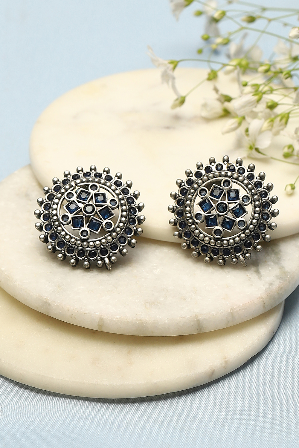 Navy Blue Brass earrings image number 0