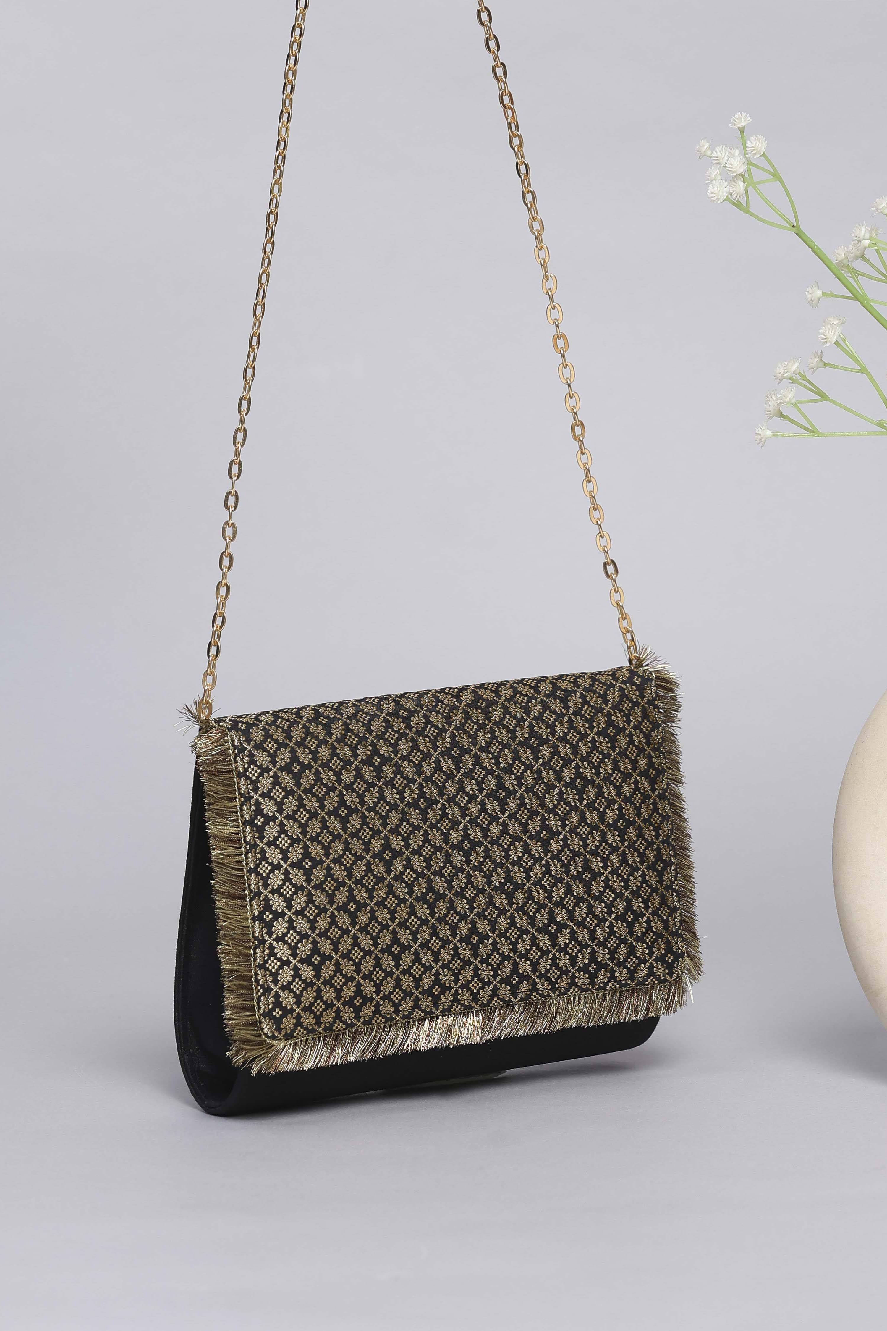 Black Polycotton Ethnic Motif Printed Sling bag image number 4
